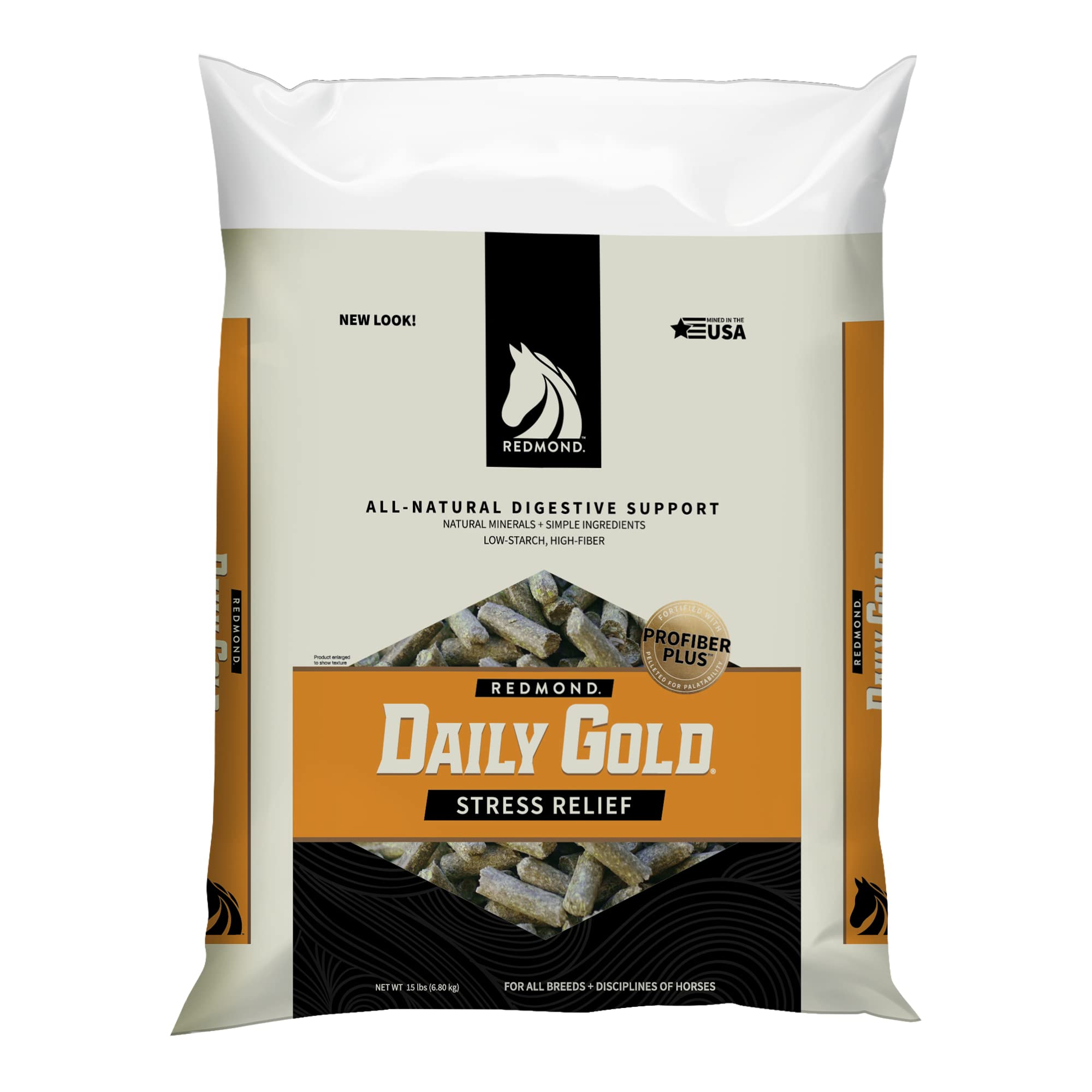 REDMOND Daily Gold Pellets Stress Relief, Natural Healing Clay for Gastric Ulcers in Horses (15 LB)