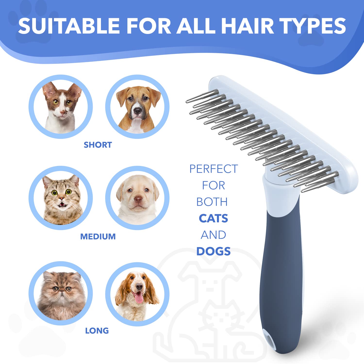 Dog Rake Deshedding Dematting Brush Comb - Undercoat Rake For Dogs, Cats, Matted, Short,Long Hair Coats - Brush For Shedding, Do
