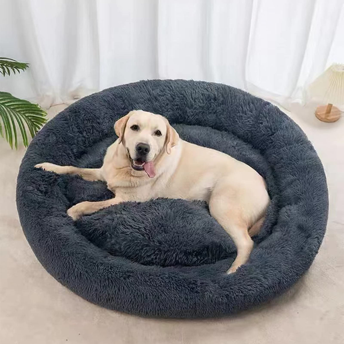 Dog Bed For Small Medium Large Dogs, 30 Inch Calming Dogs Bed, Washable-Round Cozy Soft Pet Bed For Puppy And Kitten With Slip-R