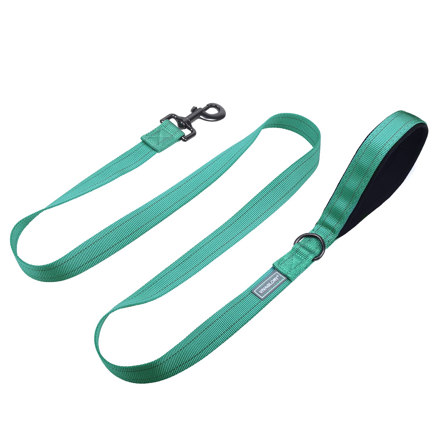 Vivaglory Dog Training Leash With Padded Handle, Heavy Duty 6Ft Long Reflective Nylon Leash Walking Lead For Medium To Large Dogs, Green