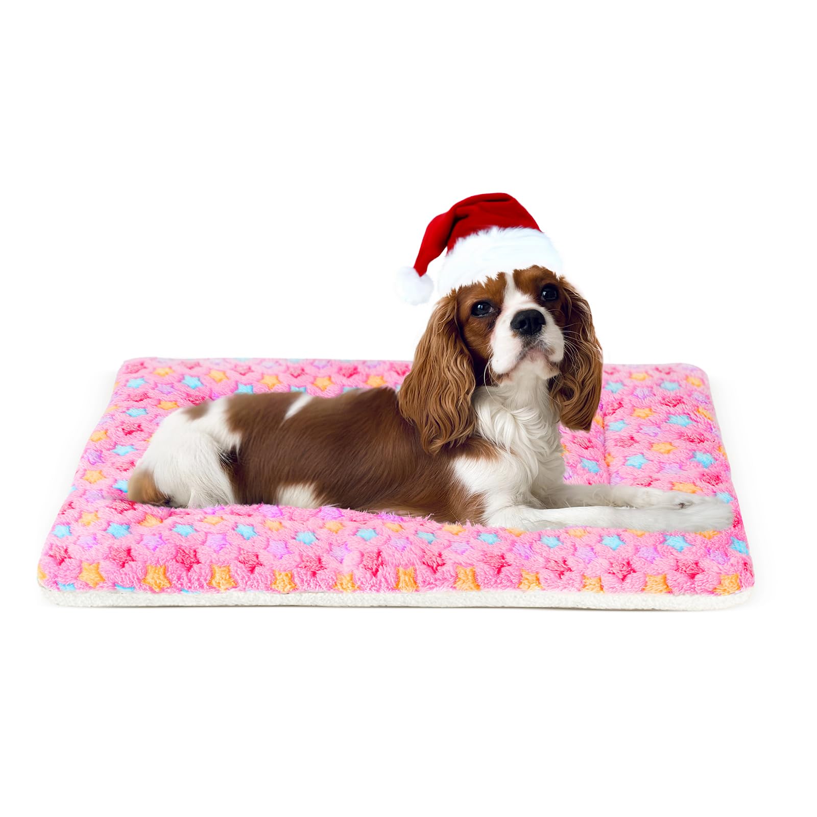Mora Pets Dog Bed Crate Pad Ultra Soft Pet Bed With Cute Star Print Washable Crate Mat For Large Medium Small Dogs Reversible Fleece Dog Crate Kennel Mat Cat Bed Liner 23 X 18 Inch Pink