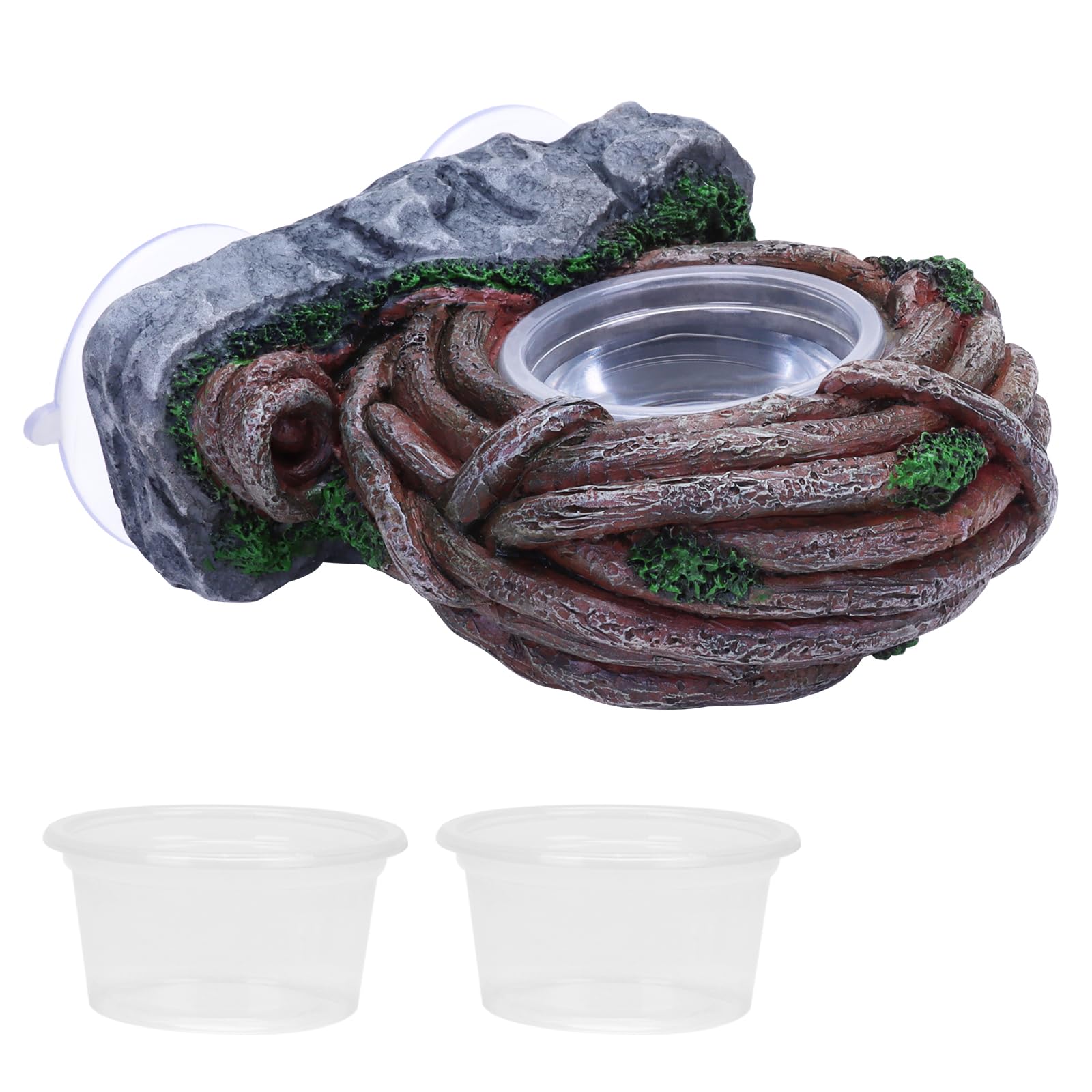 AIICIOO Vine Reptile Feeding Ledge Pet Food Bowl Water Dish Amphibian Feeder Bowl Reptile Terrarium Decor for Bearded Dragon Liz
