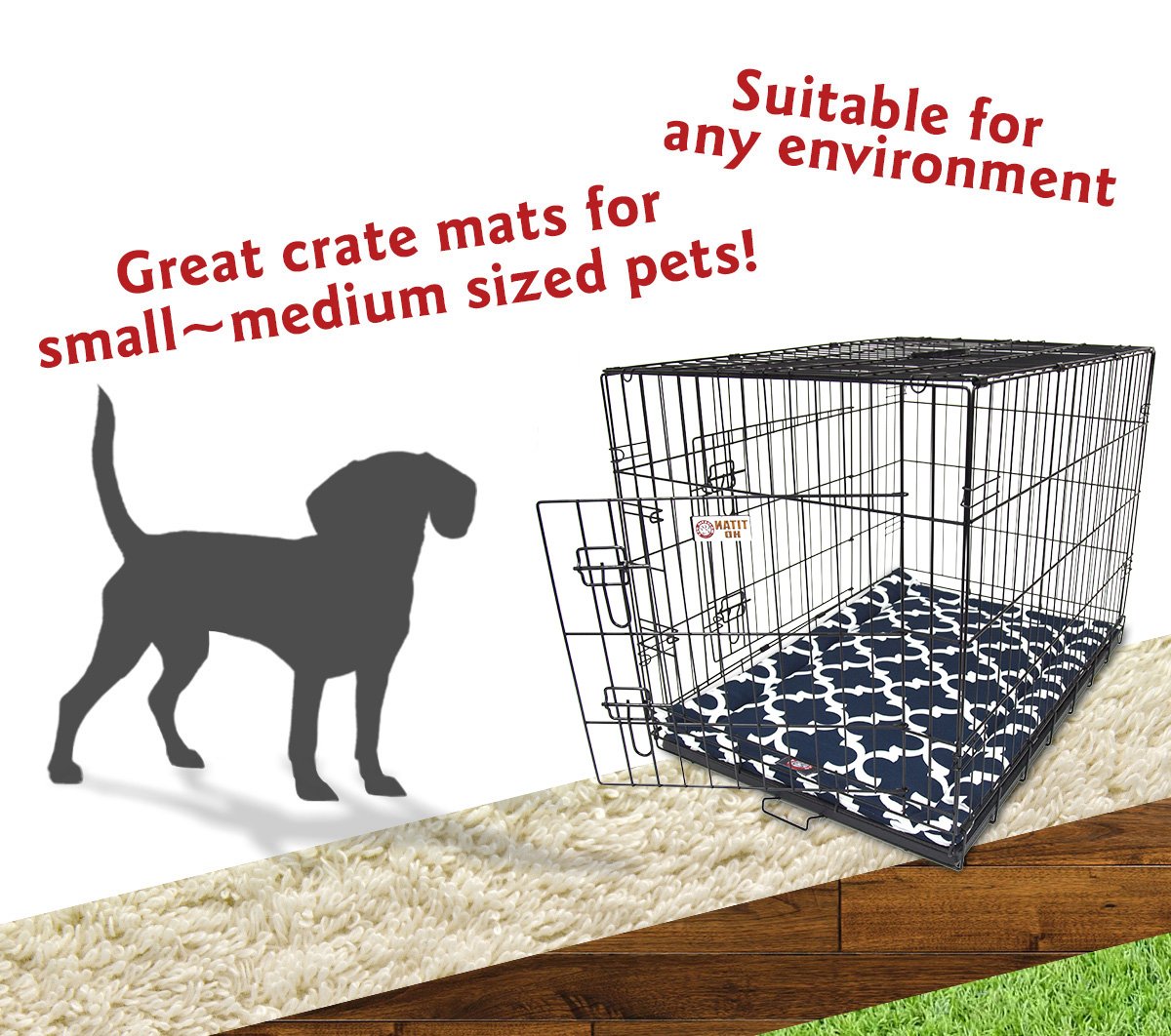 30' Trellis Navy Blue Crate Dog Bed Mat By Majestic Pet Products