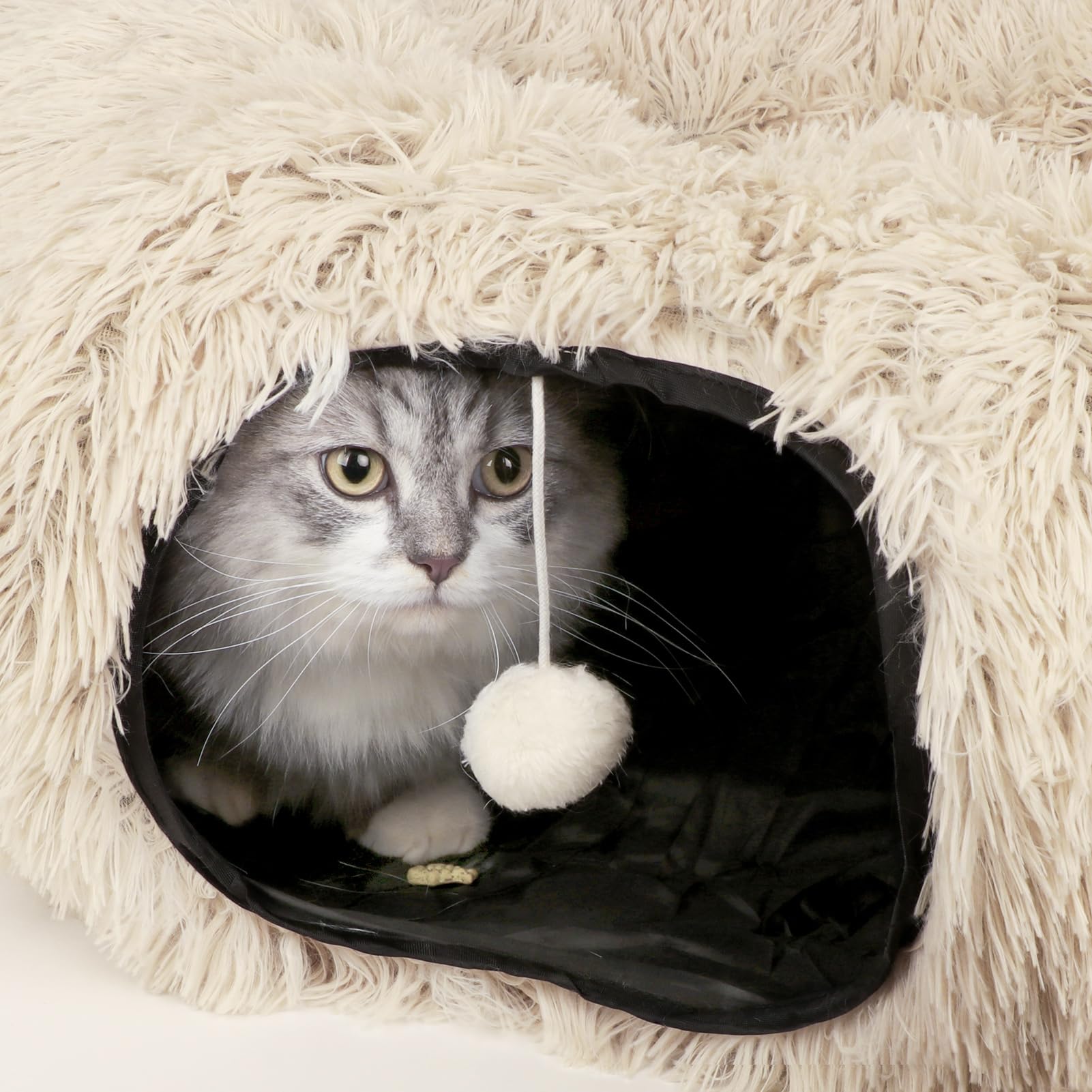Lifeideas Large Bed, Cat Tunnel Foldable Donut Tunnel With Fluffy Toy Balls And Washable Pads, Full For Kitten, Cat, Puppy, Ferr