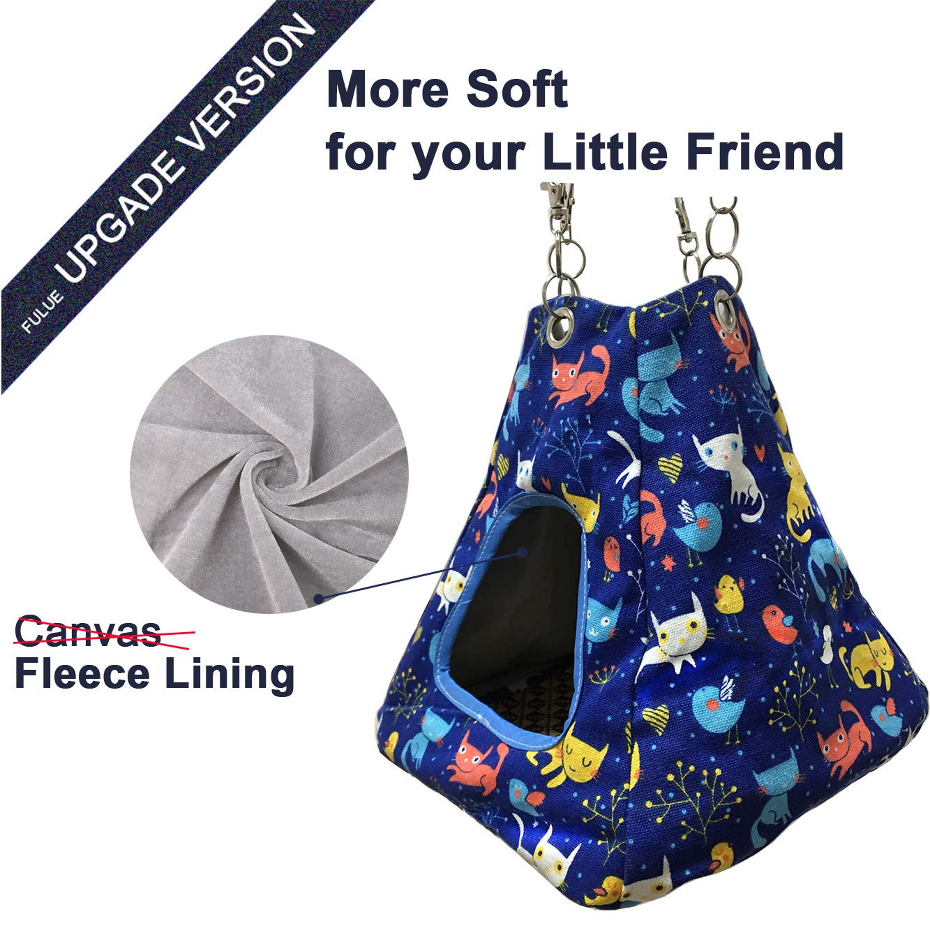 Fulue Small Animal Ferret Rat Guinea Pig Degu Gerbil Mice Hamster Chincilla Hammock Sleeper Cage Accessories (Blue Tent)