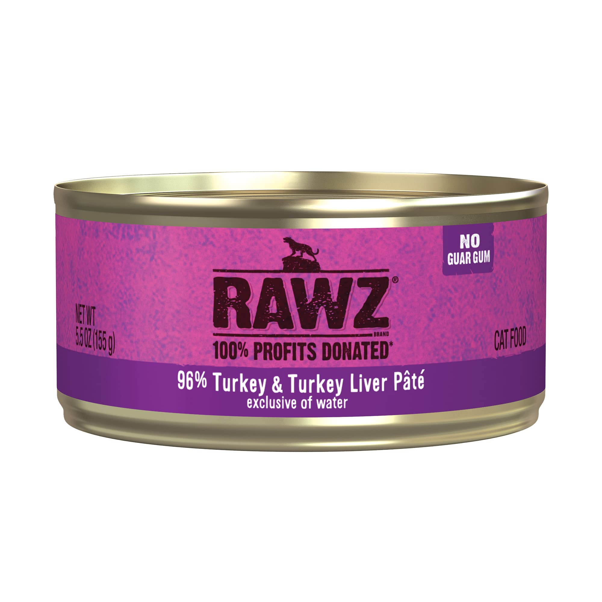 Rawz Natural Premium Pate Canned Cat Wet Food - Made with Real Meat Ingredients No BPA or Gums - 5.5oz Cans 24 Count (Turkey & T