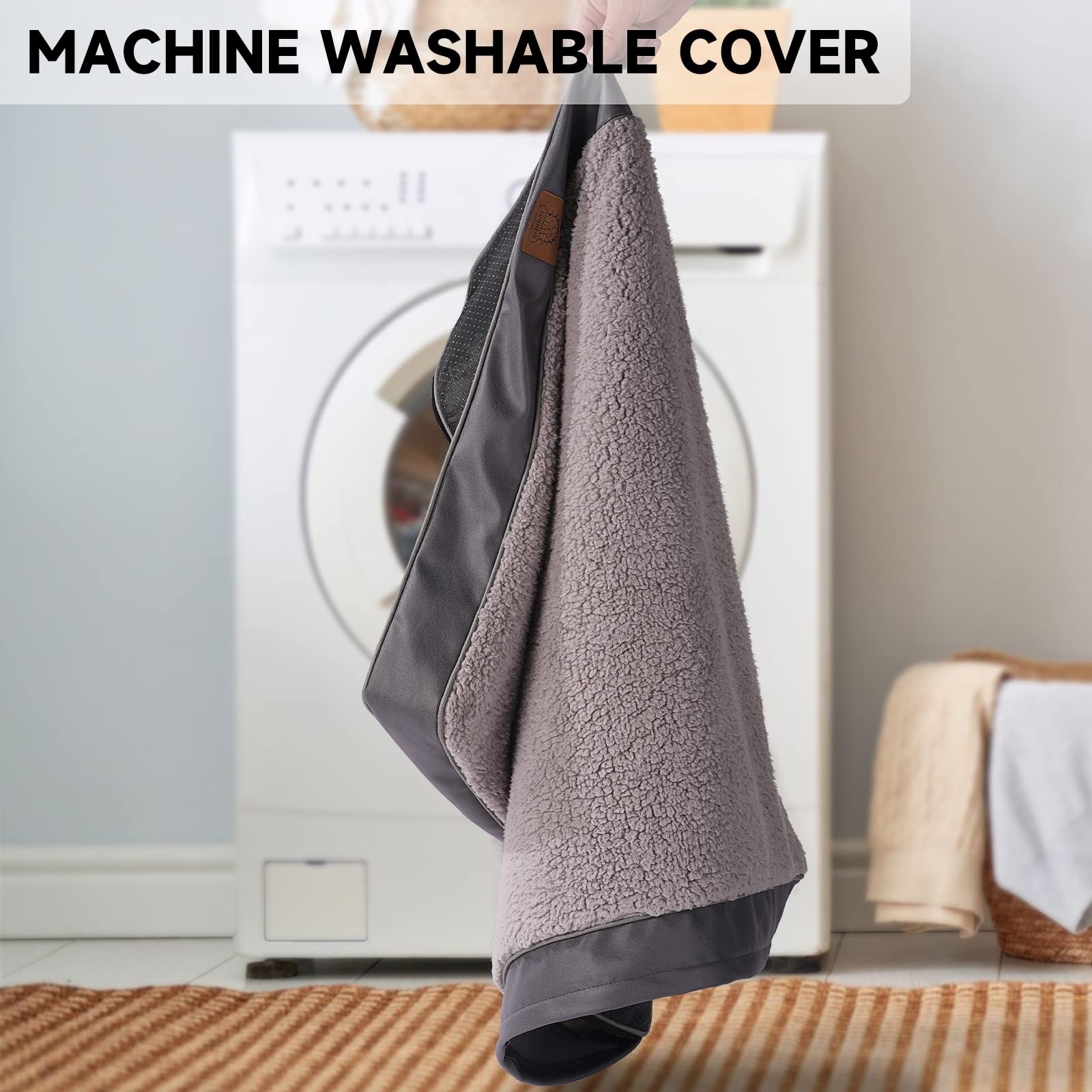 Orthopedic Dog Bed For Large Dogs, Removable Waterproof Cover And Egg-Crate Foam, Machine Washable (Grey, 44.0' L X 32.0' W X 3.0' Th)