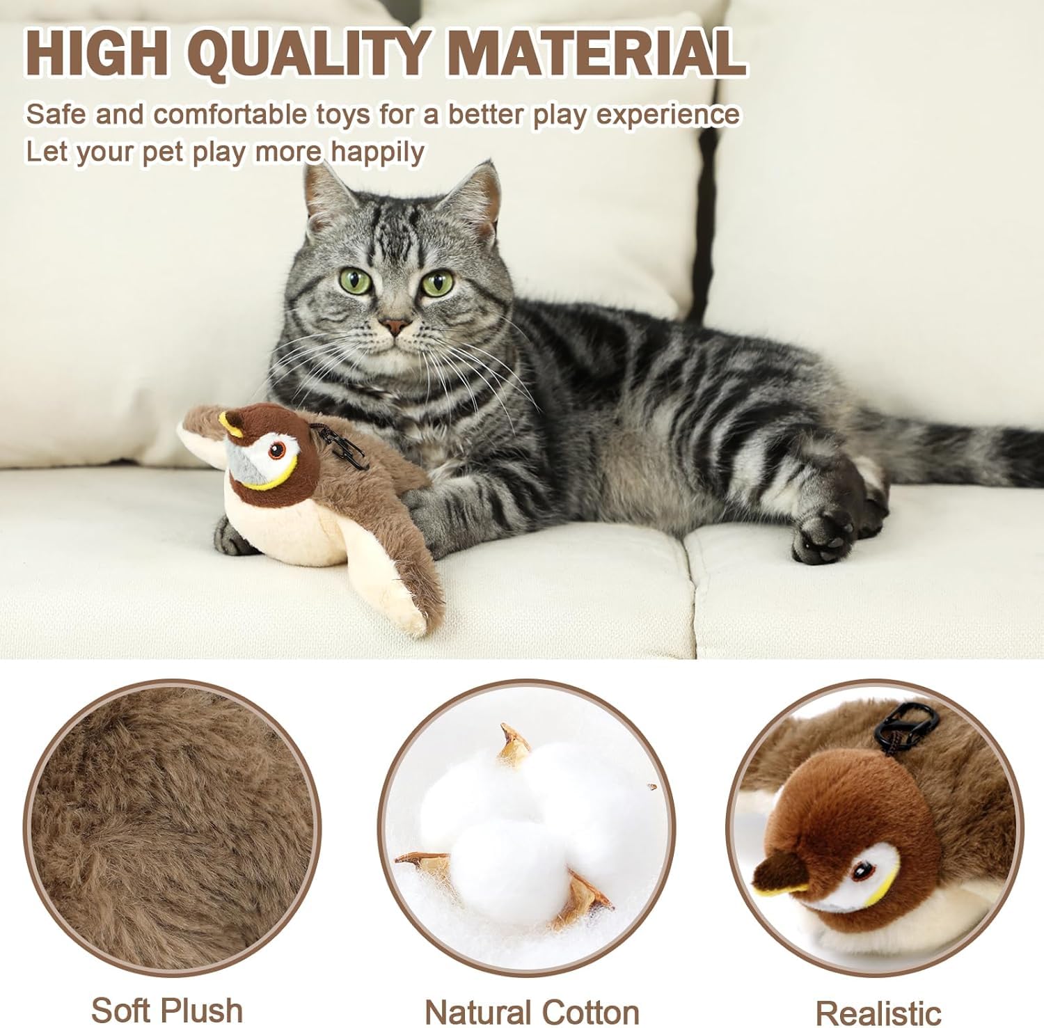 Romantic Angels Flying Bird Cat Toy, Flapping Wings Sparrow Catnip Toys, Simulation Bird Interactive Cat Toy For Kitten Kitty Ex