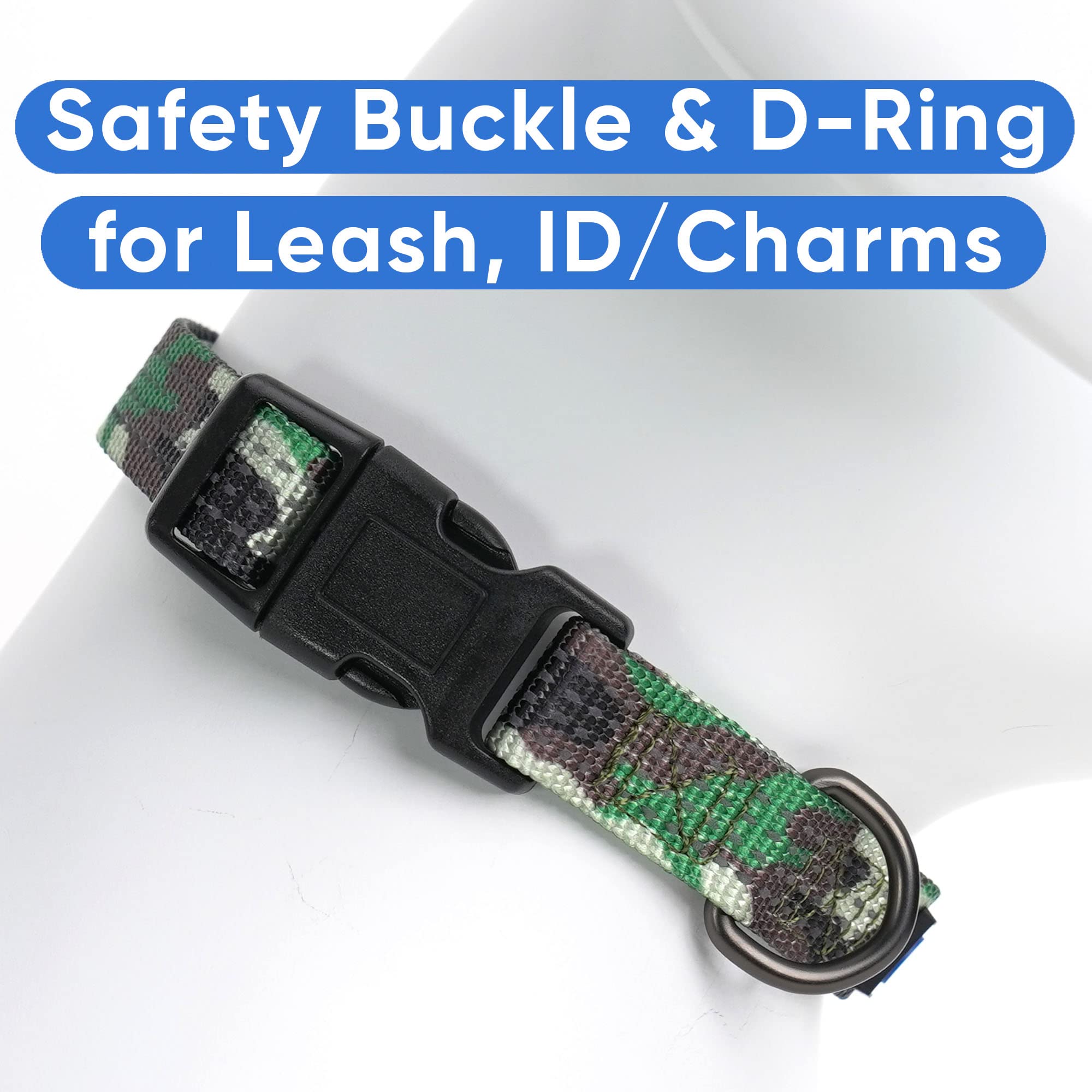 Pawtitas Reflective Dog Collar - Adjustable, Large Dog & Puppy Collar - Camouflage Green