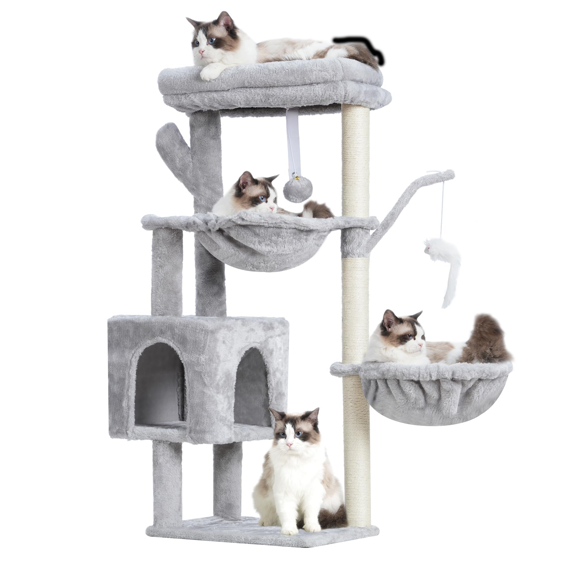 Heybly Cat Tree, 39.4 Inches Tower Condo With Scratching Post, Cat Tower For Indoor Cats, Fully Wrapped Sisal Pole, Soft Platfor