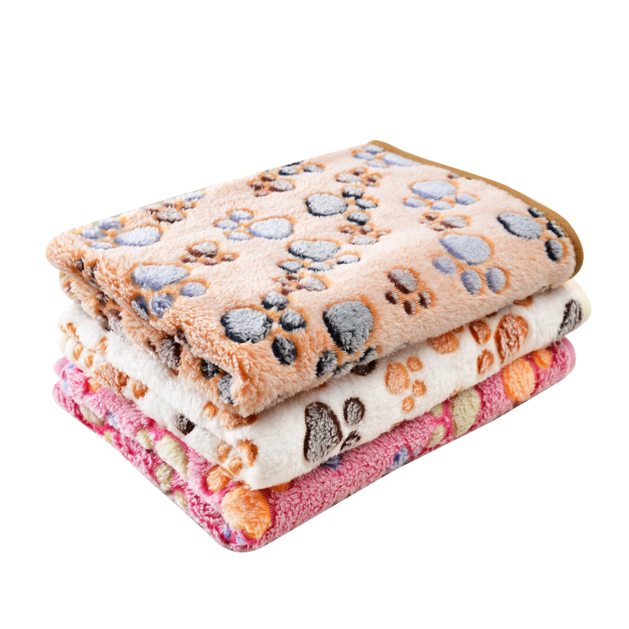 Doovid Pet Blanket Soft Fluffy Fleece Pet Mat Doggy Flannel Blanket Dog Cat Cute Paw Print Pet Blankets Brown Paw Medium(30''*20'')