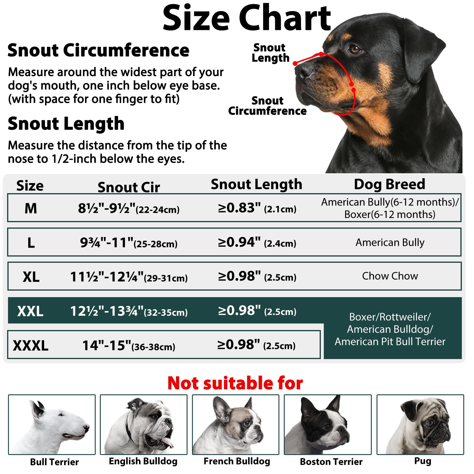Mayerzon XXL Soft Dog Muzzle for Medium Large Short Snout Dogs - Anti-Slip Strap, Black Fabric Mouth Guard for American Bully, Bulldog, Rottweiler