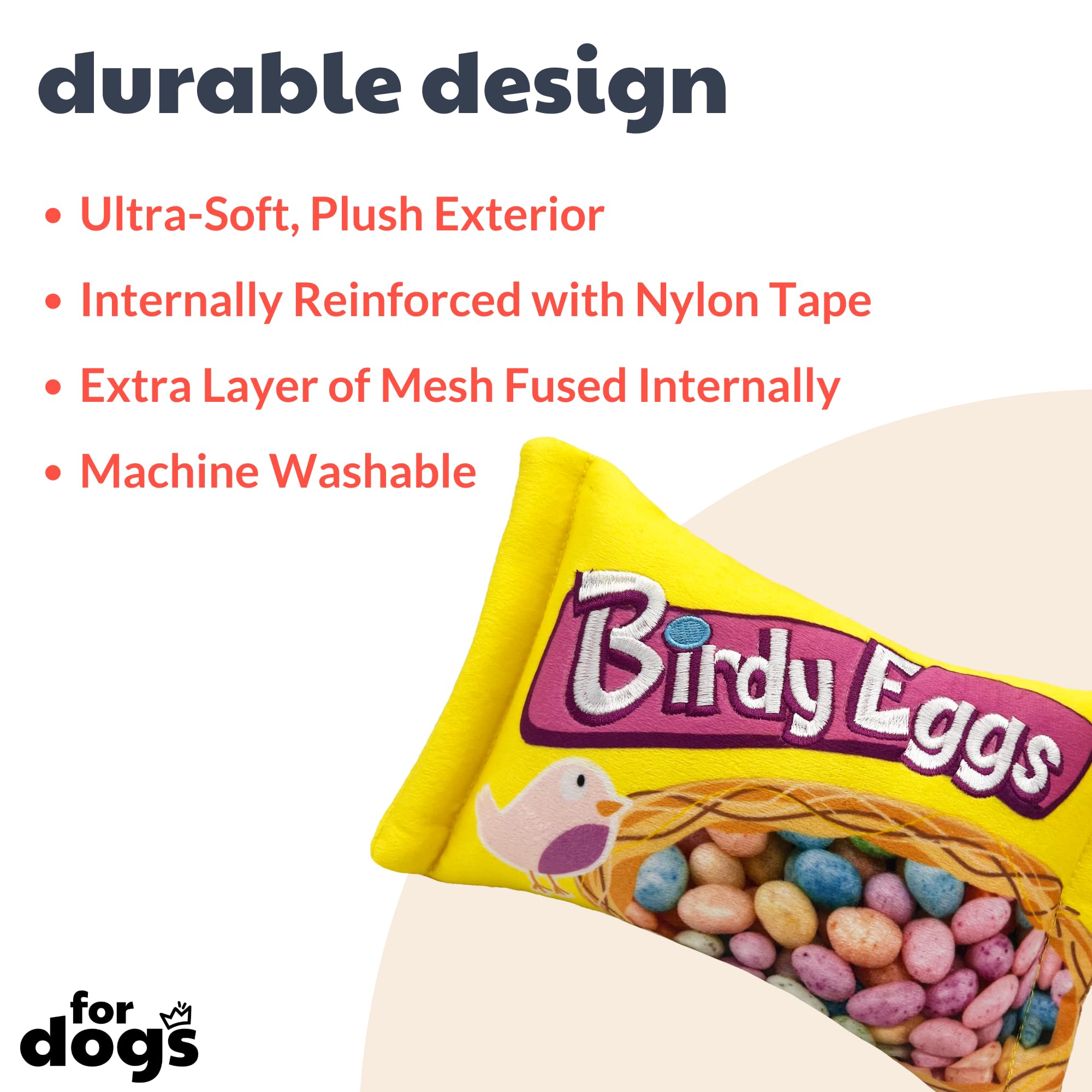 Huxley & Kent For Dogs - Birdy Eggs (Small) - Easter Spring - Power Plush Funny Dog Toy With Squeaker - Fun, Durable - H&K Squea