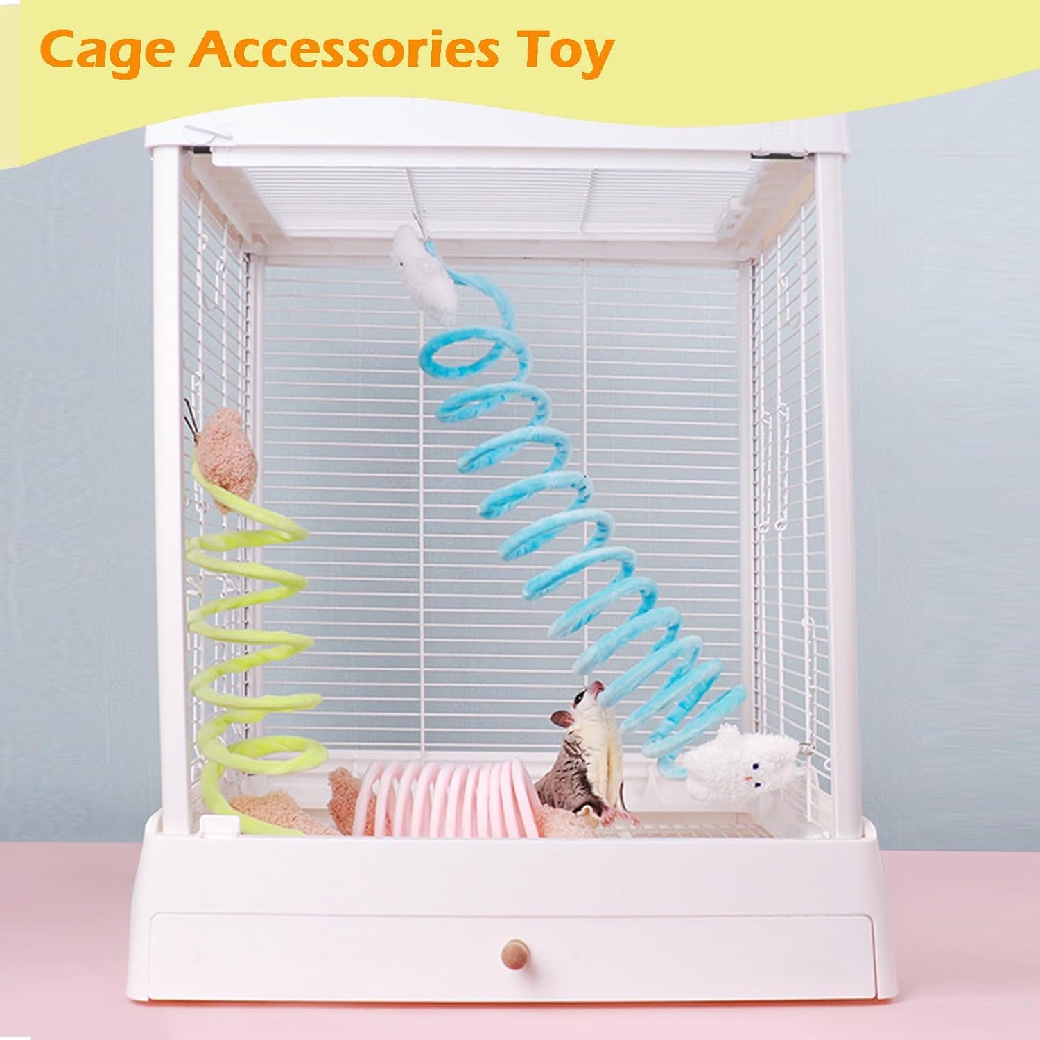 Jevnd Sugar Glider Toys, Elastic Sugar Glider Climbing Ropes, Hanging Sugar Cage Accessories, Rat Enrichment Climbing Toys, Soft