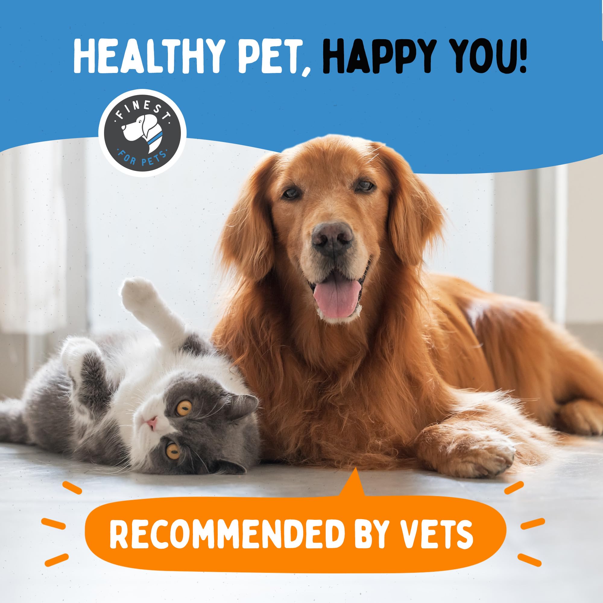 Finest For Pets Omega 3 for Dogs & Cats - 16oz Pure Fish Oil with 1,545mg Omega-3, EPA & DHA for Joints, Skin, and Immune Health
