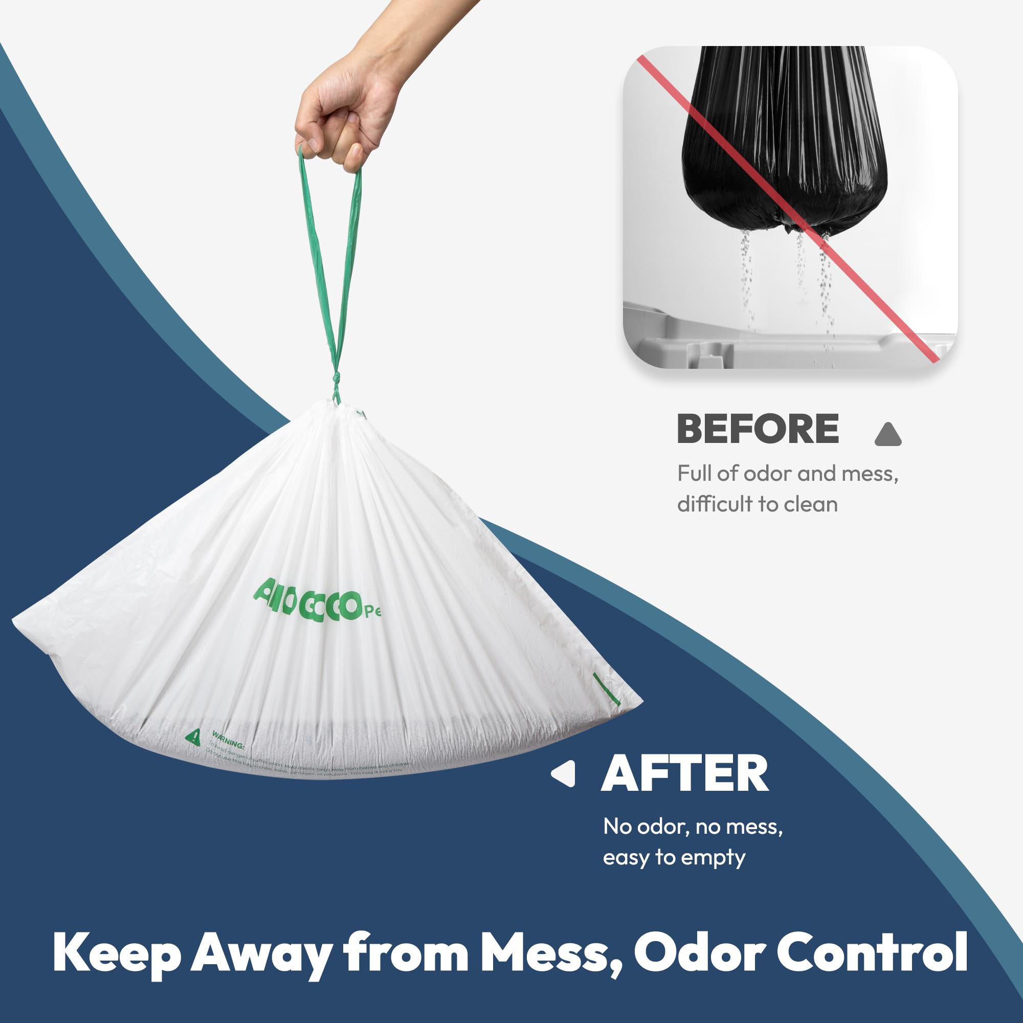 Amogogopet 50 Pack Waste Bin Liners, Compatible With Petsafe Clumping & Smartspin & Kyky S6 Automatic Litter Box, Large Capacity