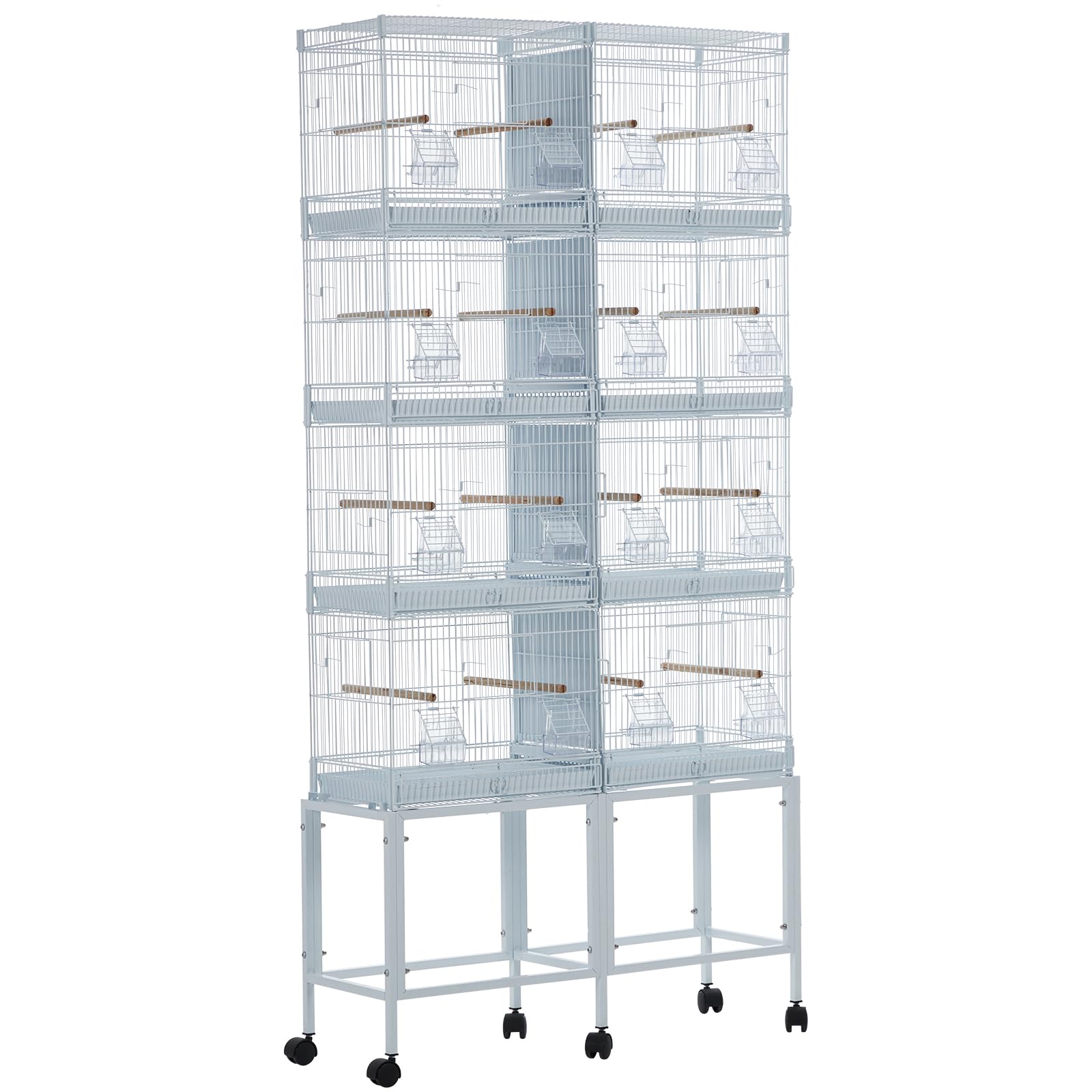 FinerFurnis Extra Large White Metal Bird Cage for Mid-Sized Parrots, Cockatiels, Conures, Parakeets, Lovebirds, Budgies, and Fin
