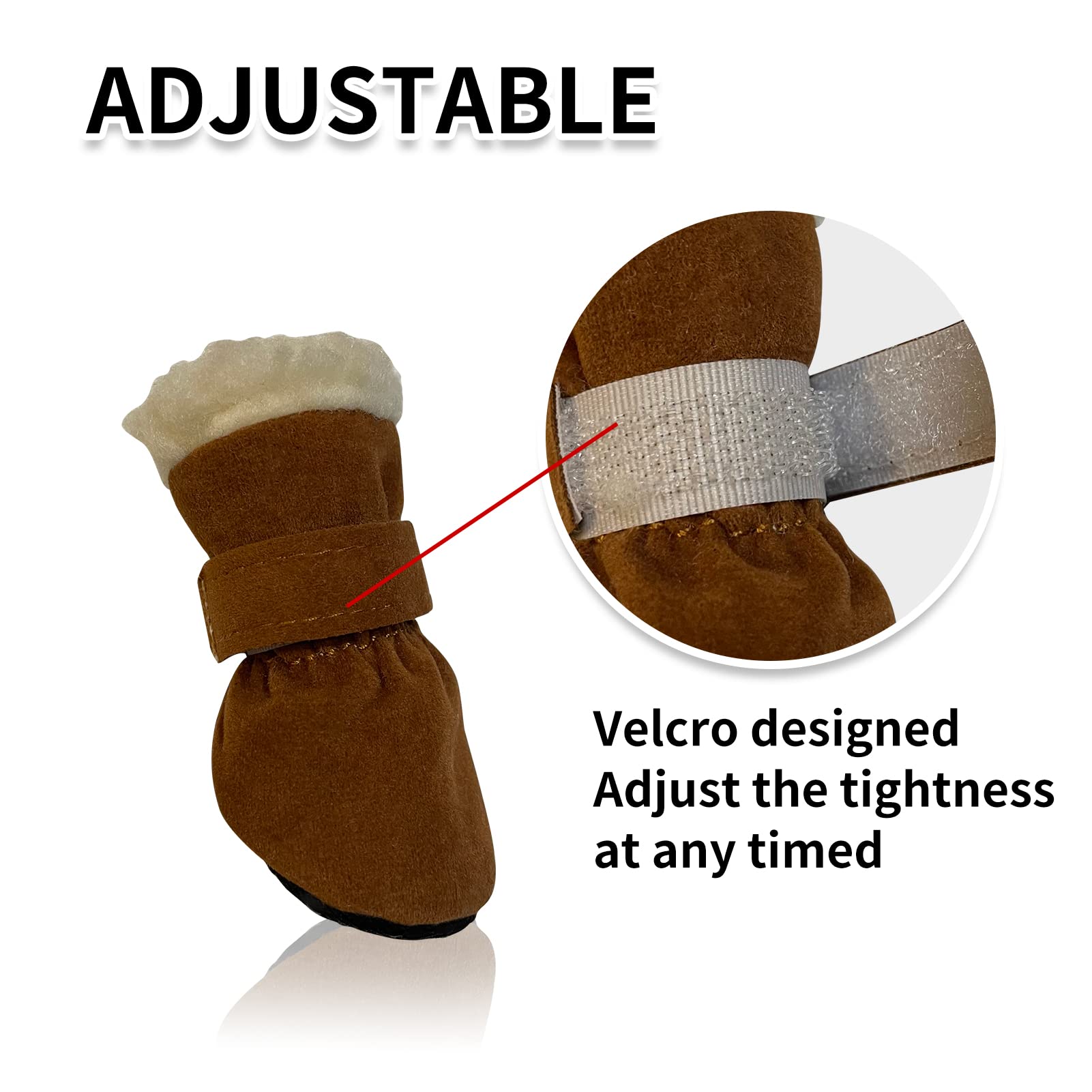 Aufeeky Dog Boots, Fleece Dog Shoes for Small Dogs, Anti-Slip Sole Dog Boots & Paw Protectors, Dog Winter Snow Booties for Outdo