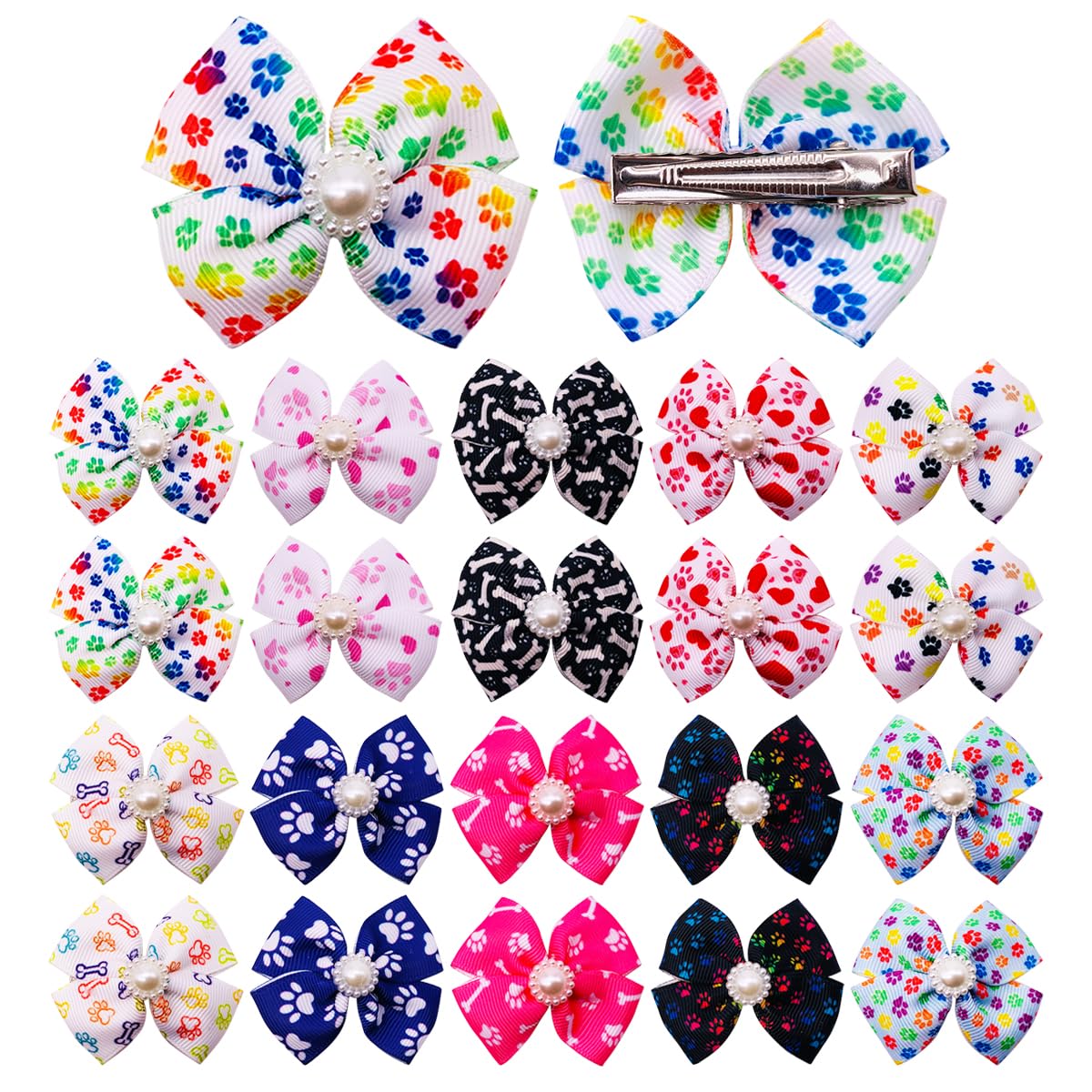 Pet Show 20Pcs Dog Hair Bows With Alligator Clips For Small Medium Dogs Bowknot Hair Clips Cat Puppy Yorkshire Grooming Hair Acc