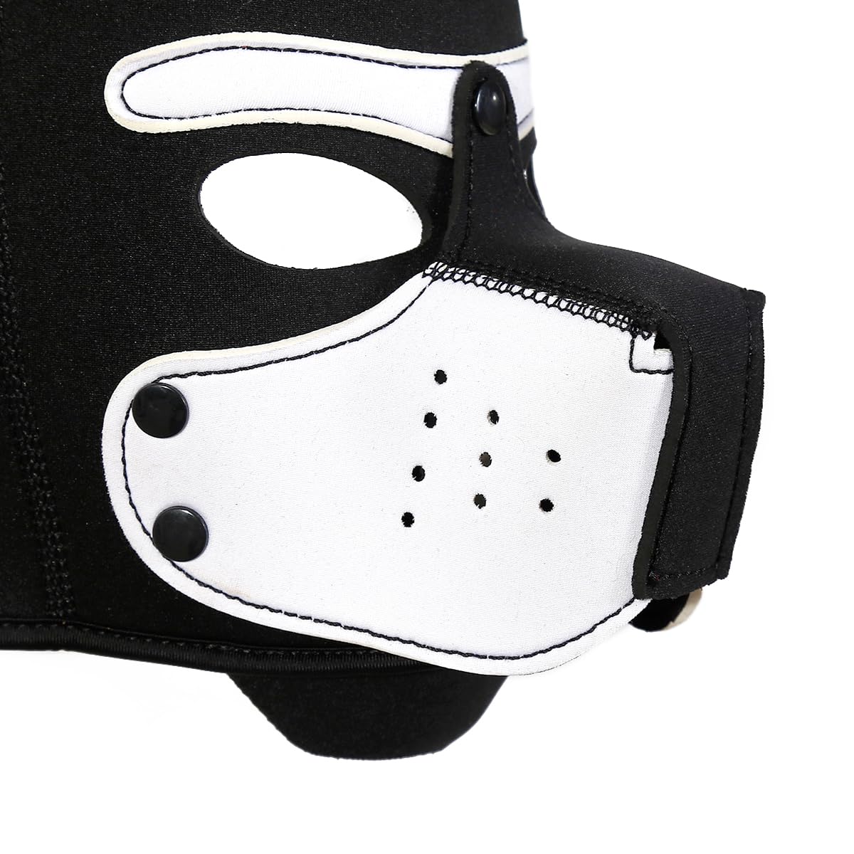 Neoprene Puppy Face Muzzle Dog Removable Full Face Pup Hood Mask (White, One Size)