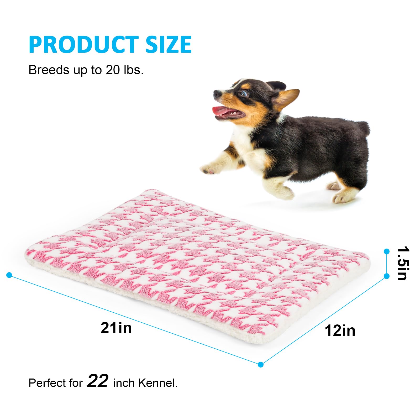 Kigmmro Dog Bed Mat, Reversible Crate Pad for Medium Small Dogs, Machine Washable, Portable and Soft Pet Bed Pad/Mat for 22-inch
