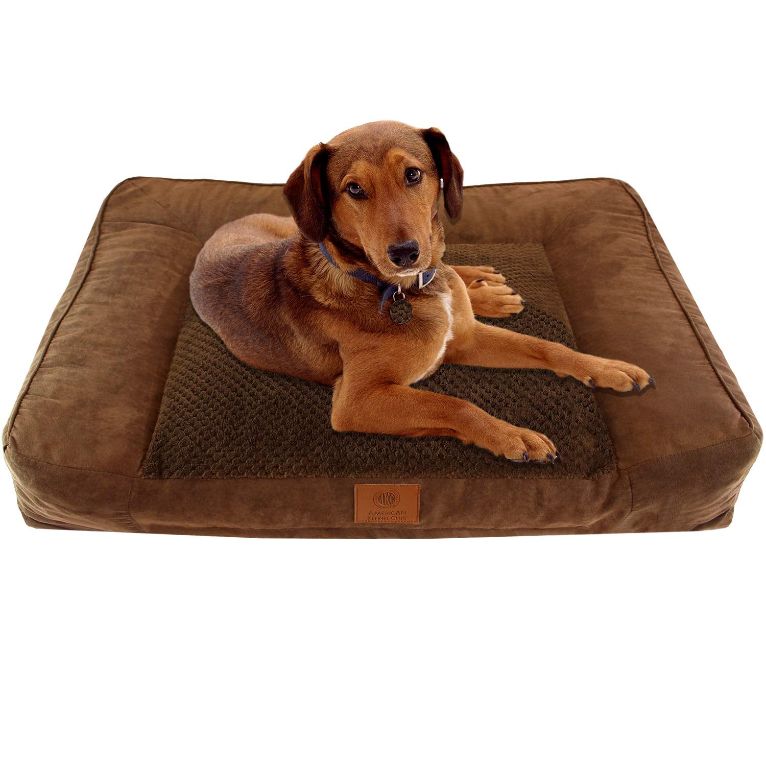 American Kennel Club Memory Foam Sofa Pet Bed, Akc Brown Fur Memory Foam Pet Bed, X-Large, Brown Popcorn Fur