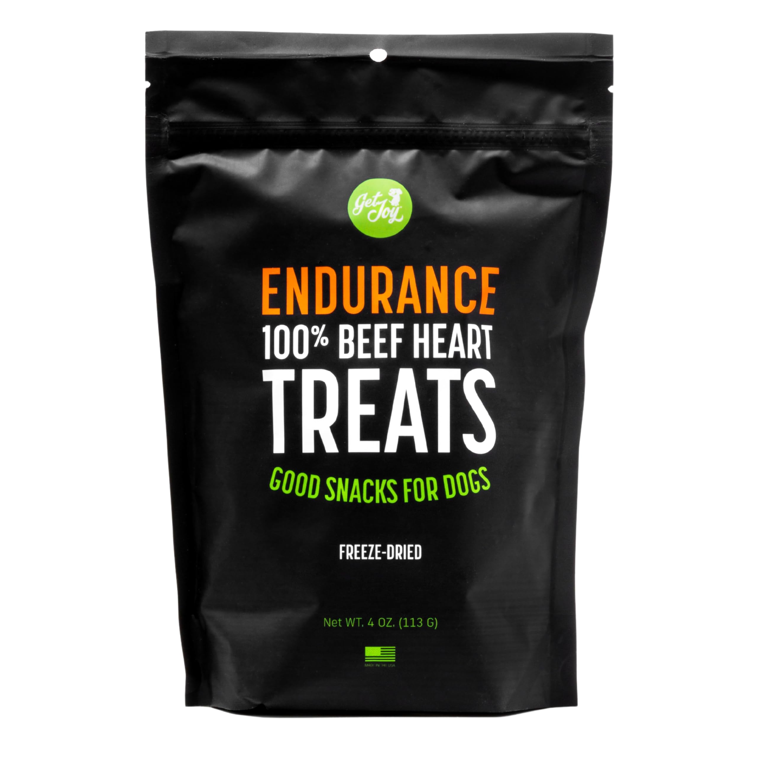 Get Joy Freeze Dried Superfood 100% Beef Heart Dog Treats, 4 Ounce Bag, Single Ingredient Organ Meat, High Protein, Heart Health