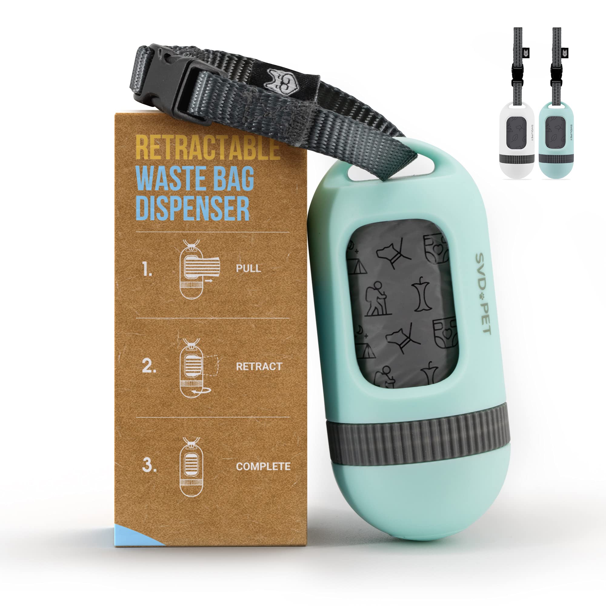 Svd.Pet Dog Poop Bag Dispenser, Retractable Waste Bag Fits Any Dog Leash, Compostable Waste Bags, Poop Bag Holder, Dog Walking A