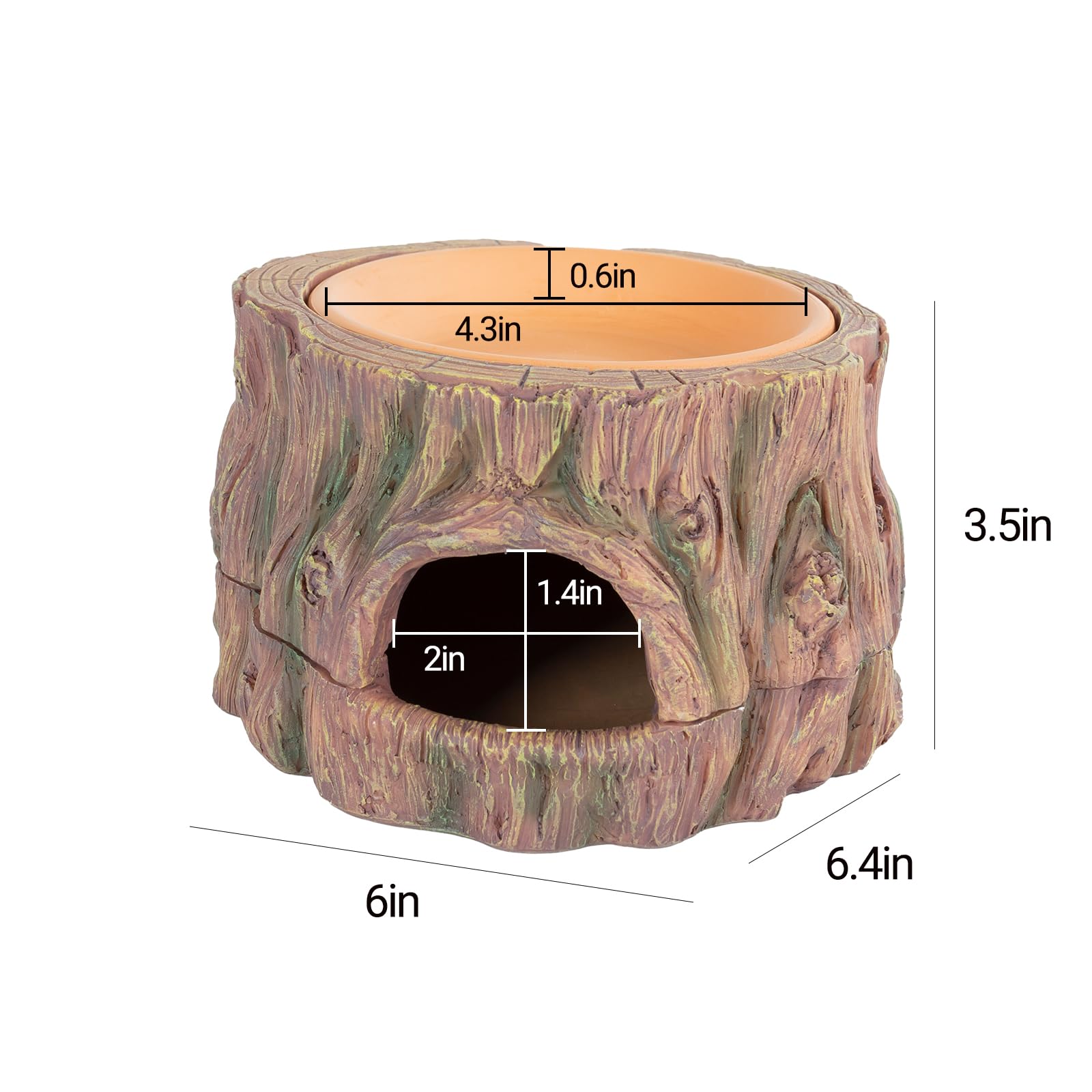 CAVACHEW 3 in 1 Reptile Hide Cave with Detachable Base & Humidity Dish, Essential Tank Terrarium Decor Humid Hideout Accessories