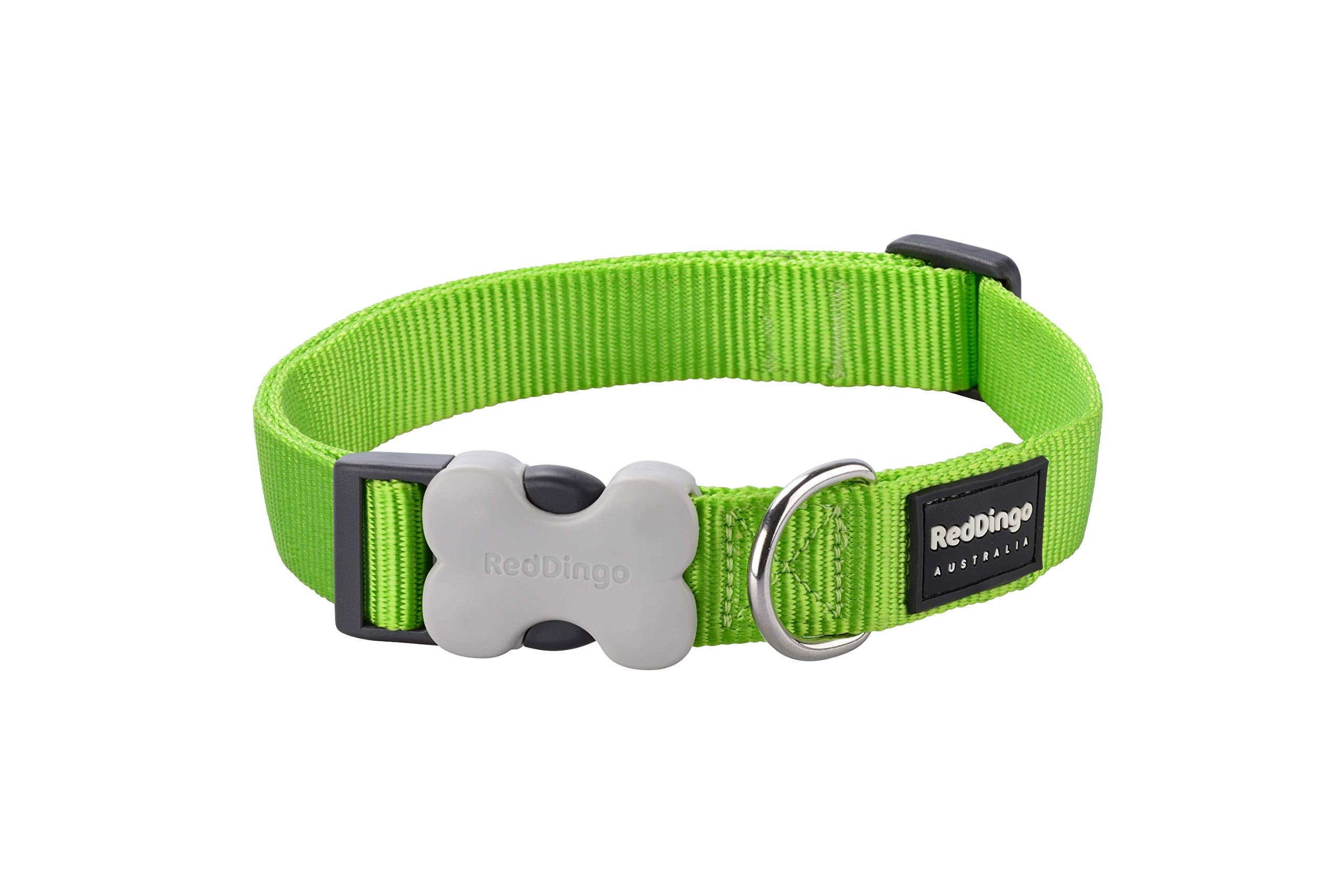 Red Dingo Classic Dog Collar, Medium/Large/20mm, Lime Green