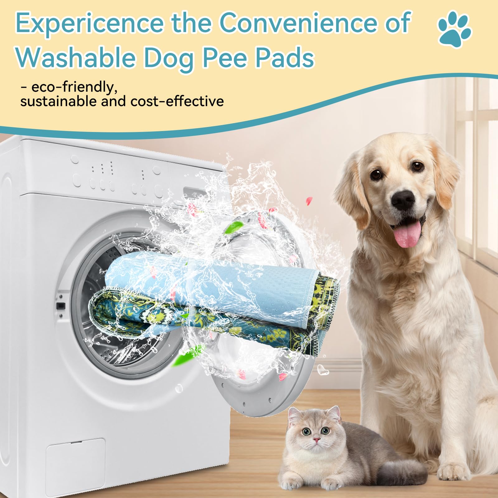 Washable Pee Pads For Dogs, 18' X 24' Reusable Puppy Pads 2 Pack Waterproof Non-Slip With Fast Absorbent, For Training Travel