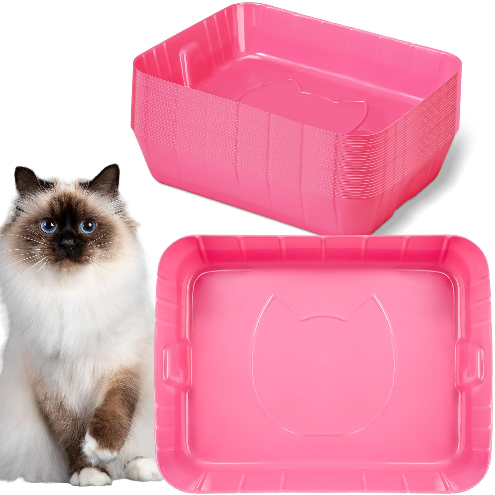 Bokon 25 Pcs Disposable Litter Boxes for Cats Plastic Cat Litter Tray Large Kitten Pan for Kitty Rabbit Guinea Pig Hamster Pets 