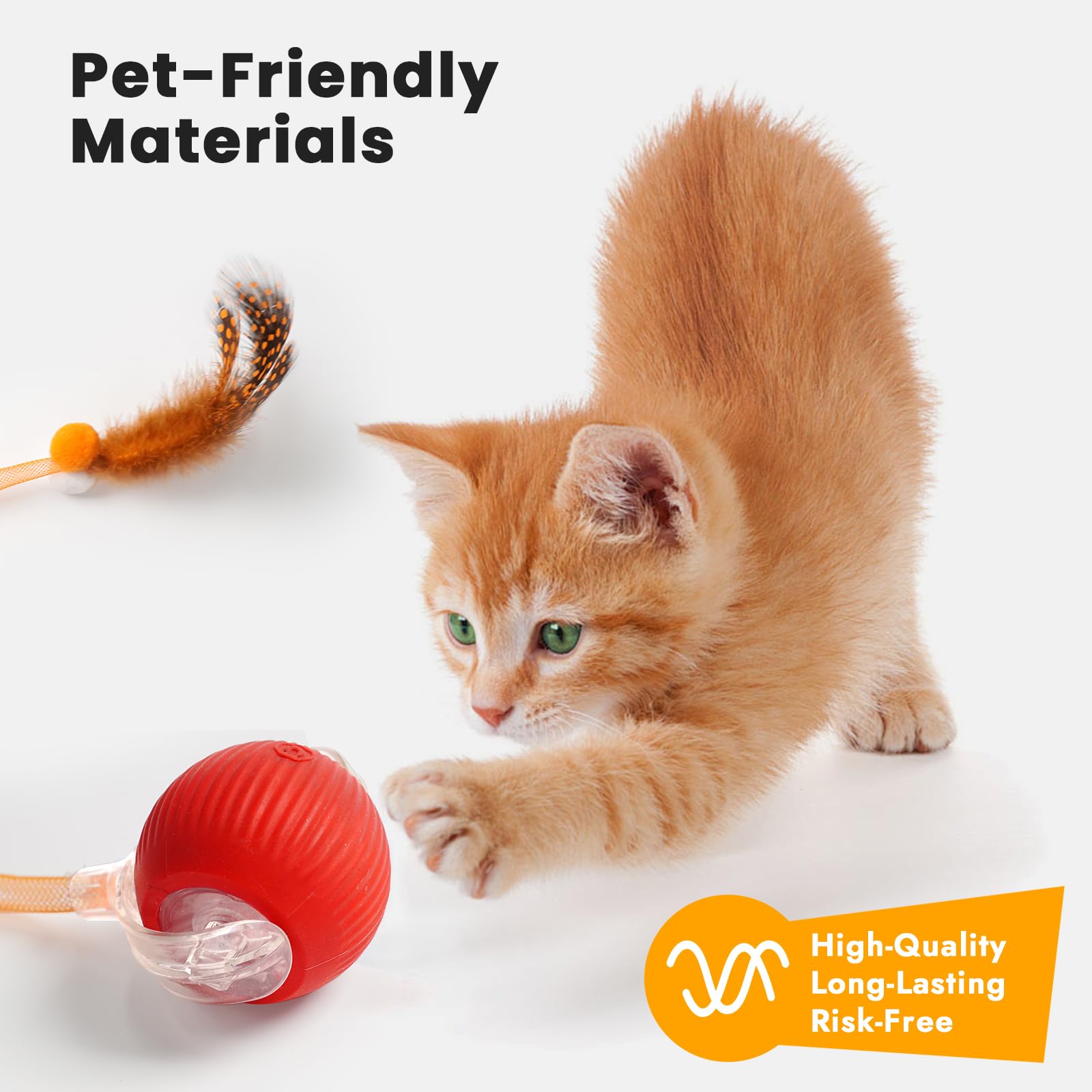 Four Angels Interactive Cat Toys Ball,Automatic Cat Toy With Speedy Tail - Electric Rolling Ball For Indoor Cats, Motion-Activat