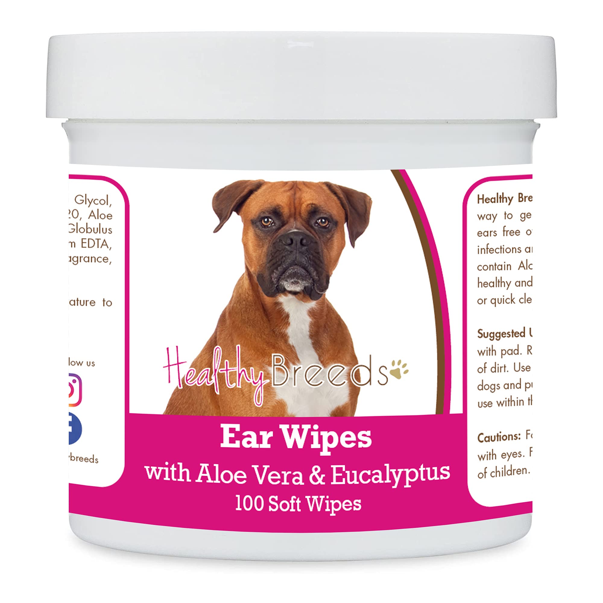 Healthy Breeds Boxer Ear Cleaning Wipes with Aloe & Eucalyptus for Dogs 100 Count