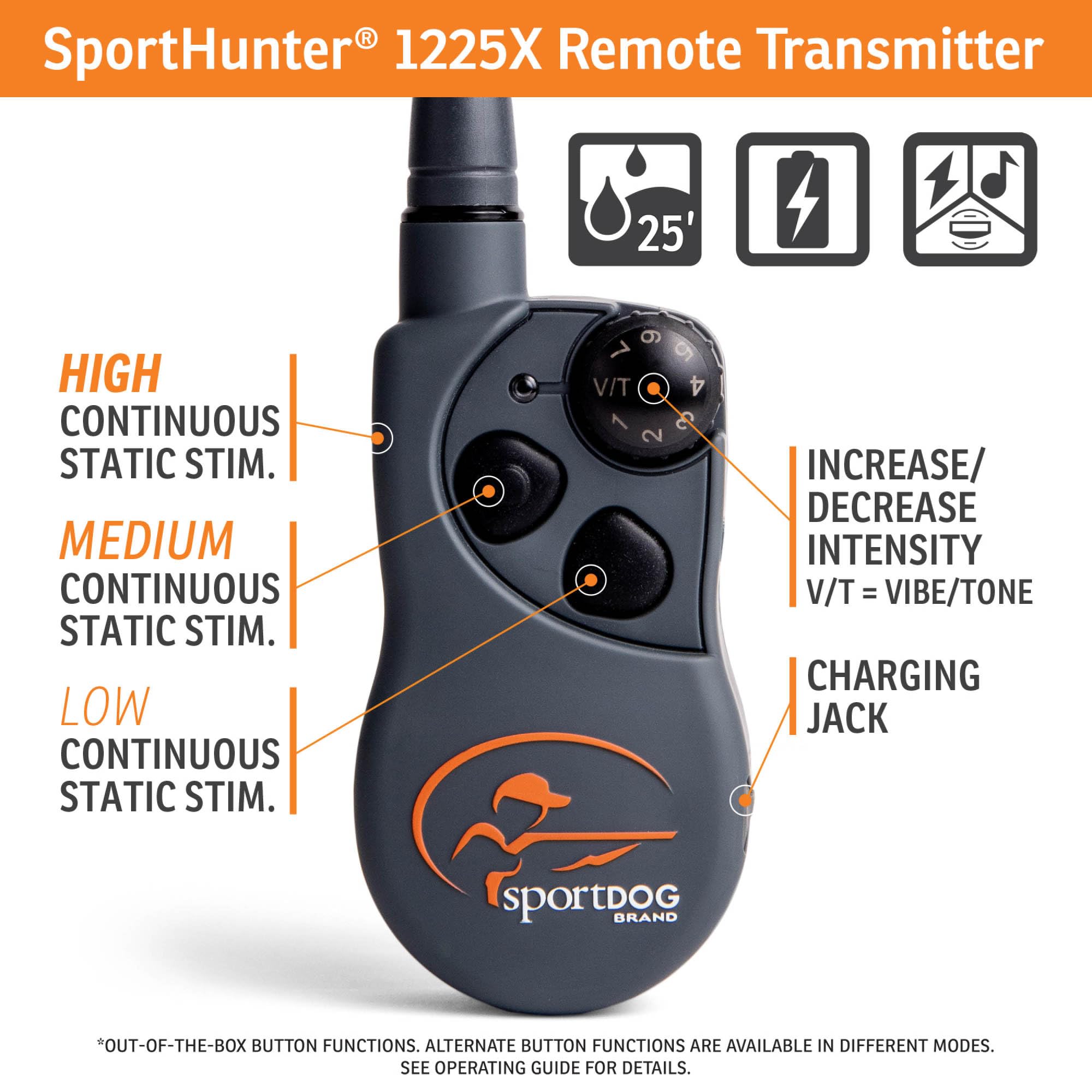 Sportdog Brand Sporthunter 1225X Remote Trainer - Rechargeable Dog Training Collar - E-Collar For Dogs With Shock, Vibrate, And