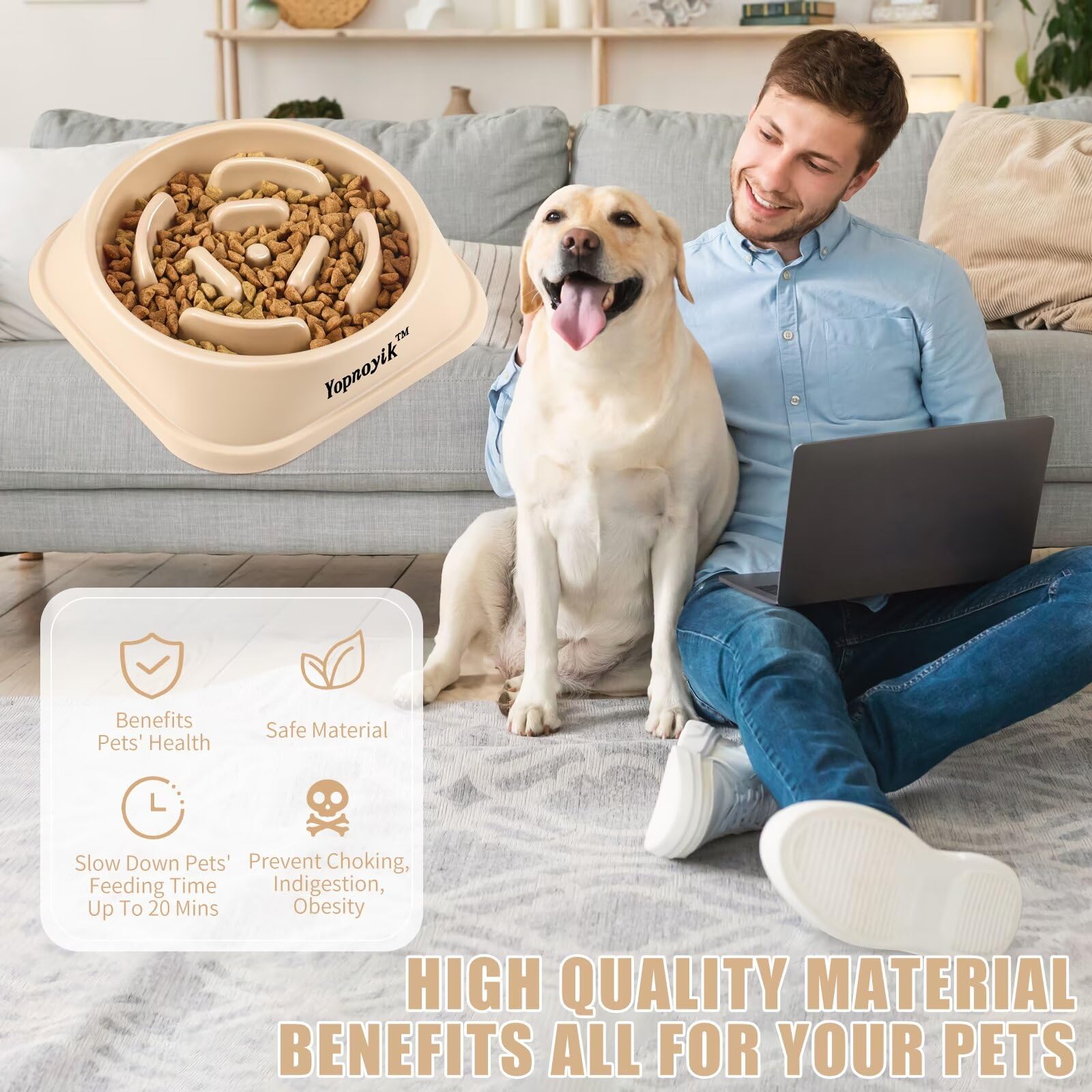 Slow Feeder Dog Bowls For Healthy Eating, Non-Slip And Anti-Choking Design, Reduces Bloating & Overeating For Small & Medium Dog