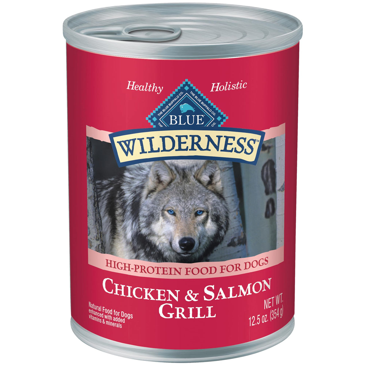 Blue Buffalo Wilderness Adult Wet Dog Food, High-Protein & Grain-Free, Made With Natural Ingredients, Salmon & Chicken Grill, 12.5-Oz. Cans, 12 Count
