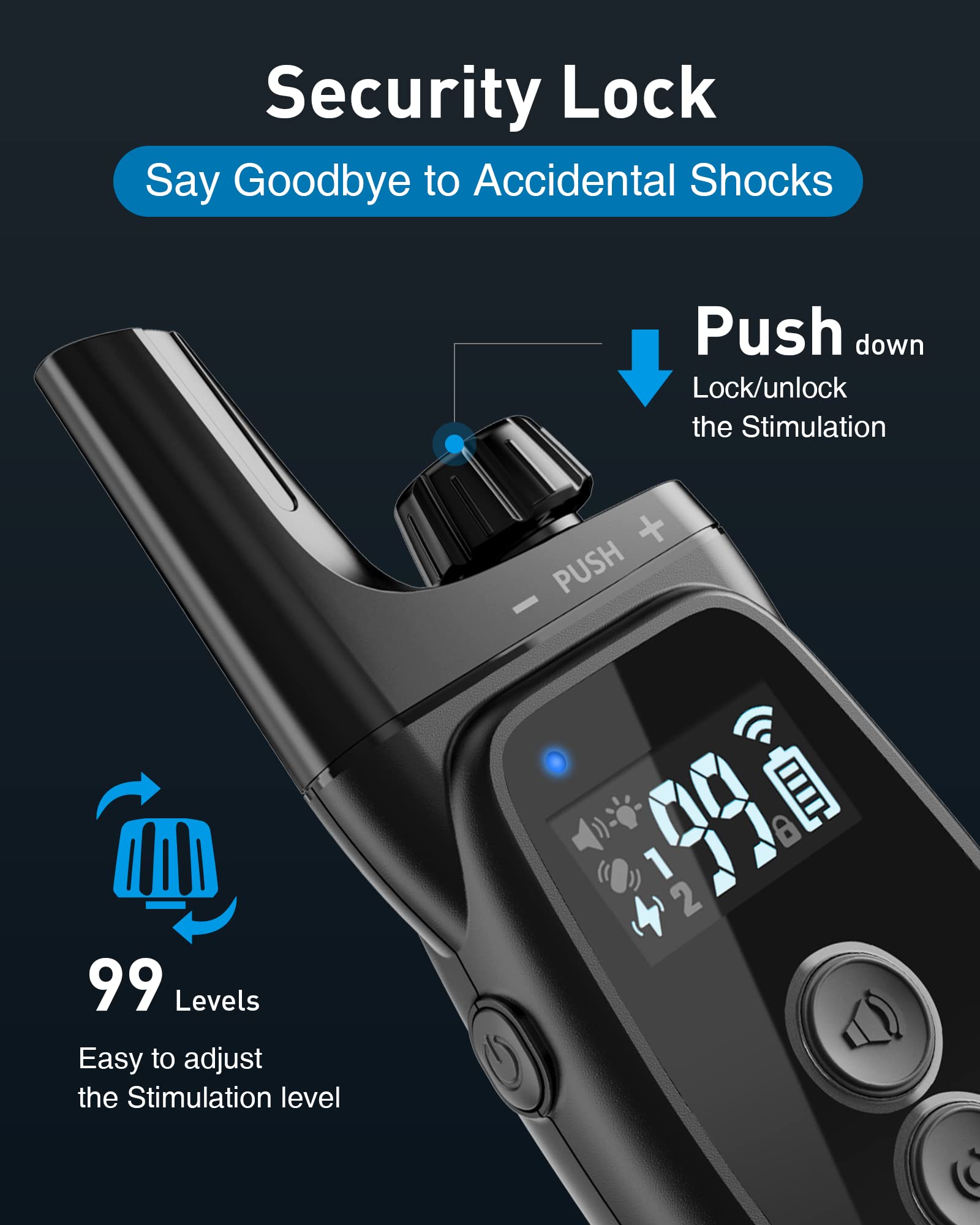 ABBIDOT 3300ft Dog Training Collar with Remote, Enhanced Safety Night Light and Stimulation Lock, Waterproof E Collar, Humane 4