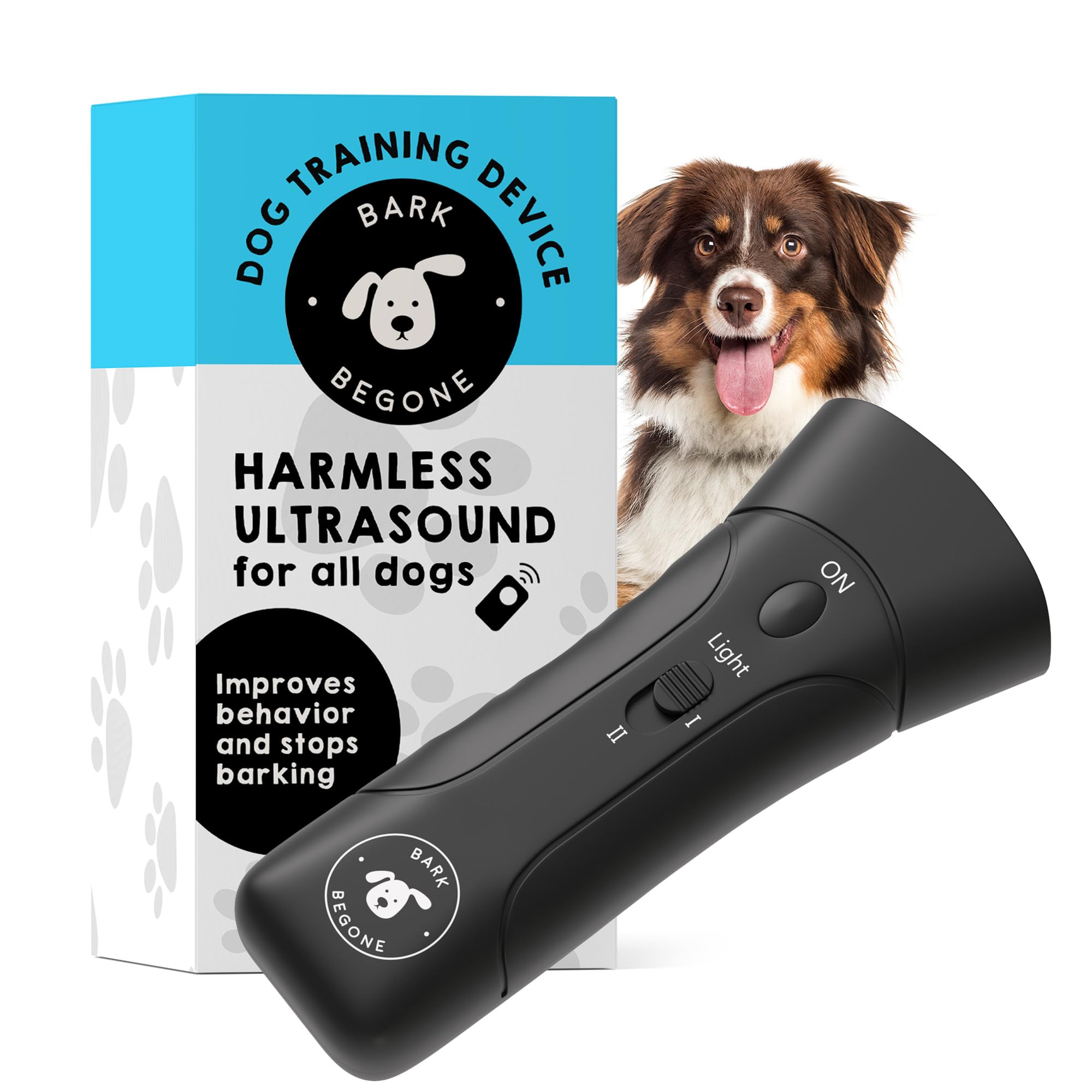 Bark Begone 2023 Ultrasonic Dog Bark Deterrent & Behavior Corrector - Stop Barking, Jumping, Aggression Without Yelling - Just P