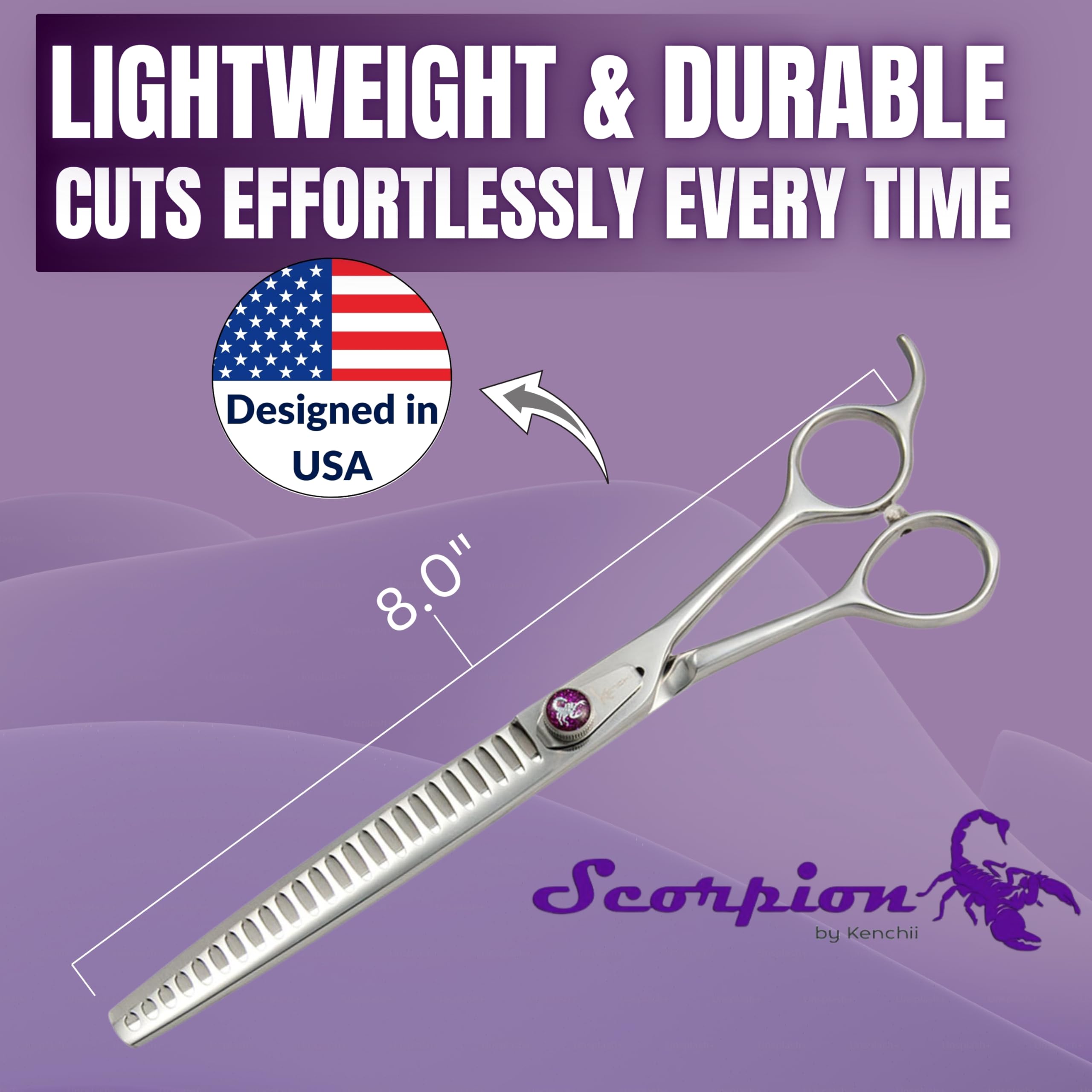 Kenchii Scorpion Dog Grooming Scissors, 24 Tooth Blending Shears, Dog Scissors for Grooming, Professional Pet Grooming Scissors,