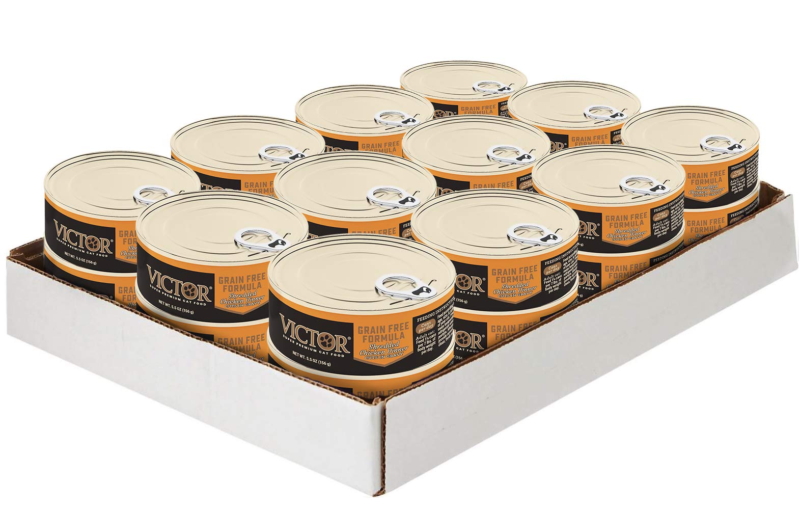Victor Super Premium Cat Food - Grain Free Shredded Chicken Dinner Cuts in Gravy - Grain Free Canned Wet Food for Indoor and Out
