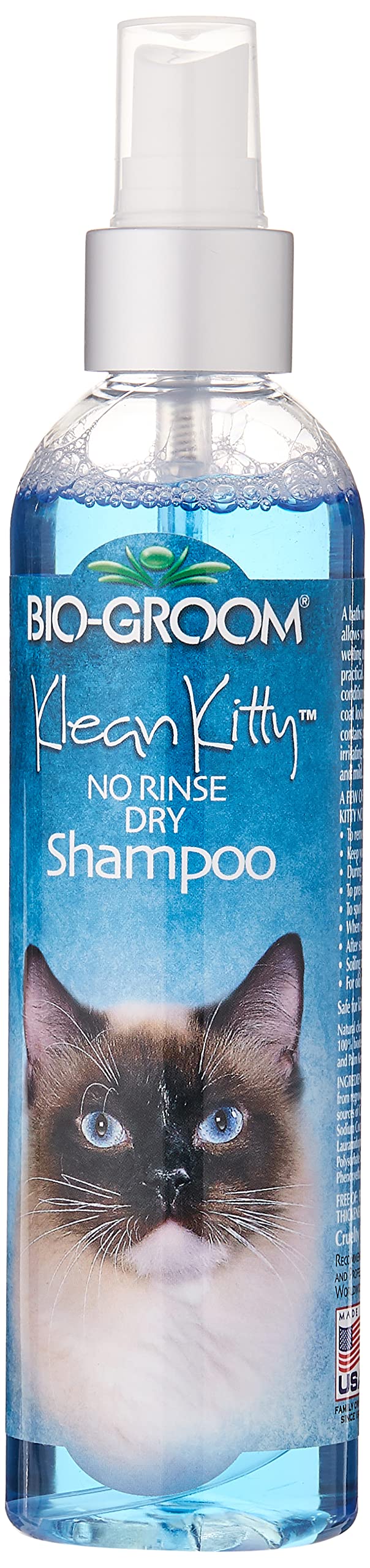 Bio-Groom Klean Kitty Waterless Cat Shampoo - No-Rinse, Cat Bathing Supplies, Kitten Wash, Cat & Dog Grooming Supplies, Cruelty-Free, Made In Usa, Dry Shampoo Spray, Cat Products - 8 Fl Oz 1-Pack