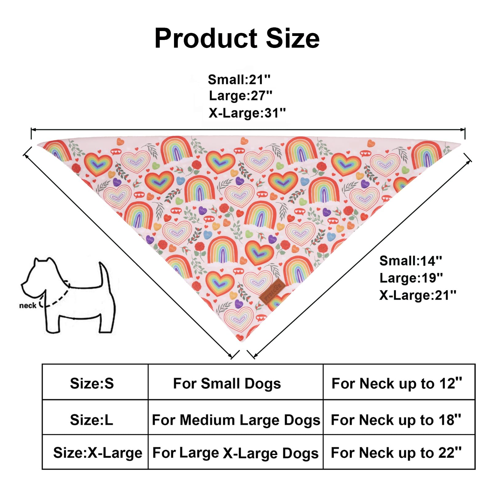 Ptdecor Rainbow Dog Bandanas Pride Day Dog Scarf Reversible Triangle Lgbt+ Rainbow Bandanas For Extra Large Dogs Pets (Pride, X-