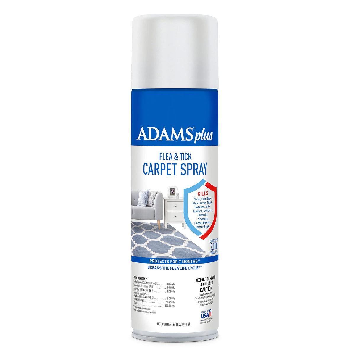 Adams Plus Flea & Tick Carpet Spray, Kills Fleas, Flea Eggs, Flea Larvae, Ticks, Ants, Roaches, Spiders, Waterbugs & Many Other 