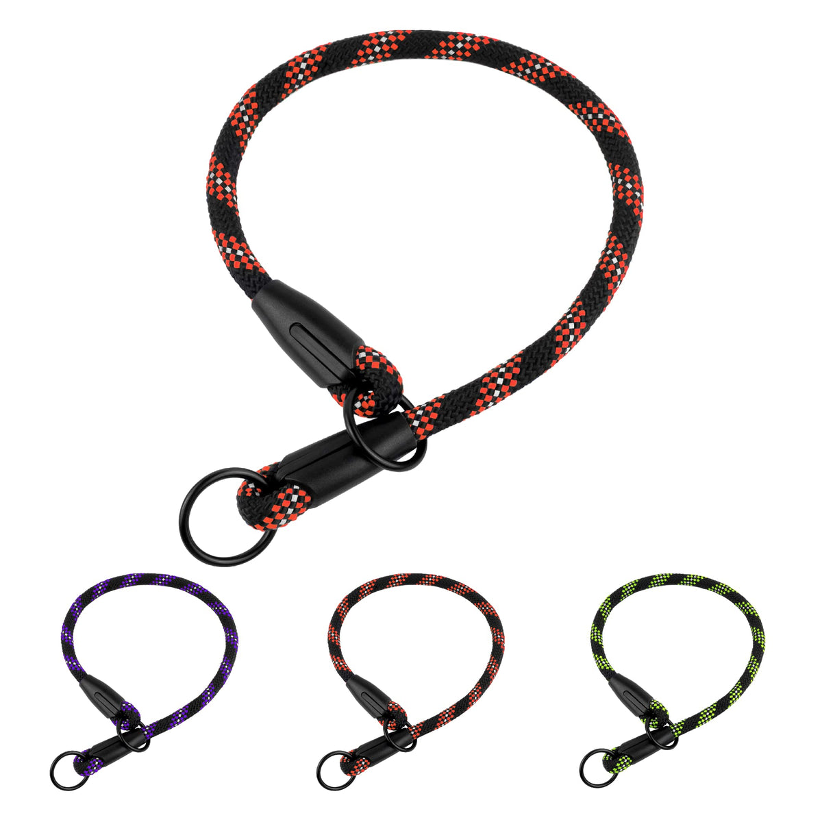 Bronzedog Rope Pro Training Dog Collar Braided No Pull Quick Release Round Lead Collars For Dogs Small Medium Large Puppy (Xs - 15.7' Long, Orange)