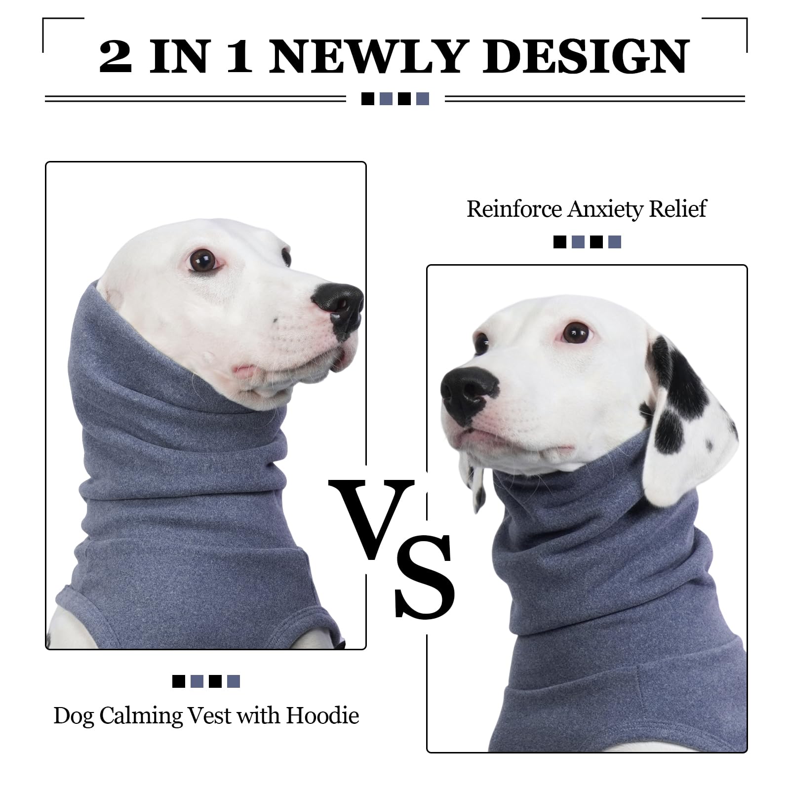 Rozkitch Dog Anxiety Vest Calming Jacket With Hoodie Soft Dog Ears Cover, Warm Vest With Ear Wrap For Fireworks Travel Vet Visit