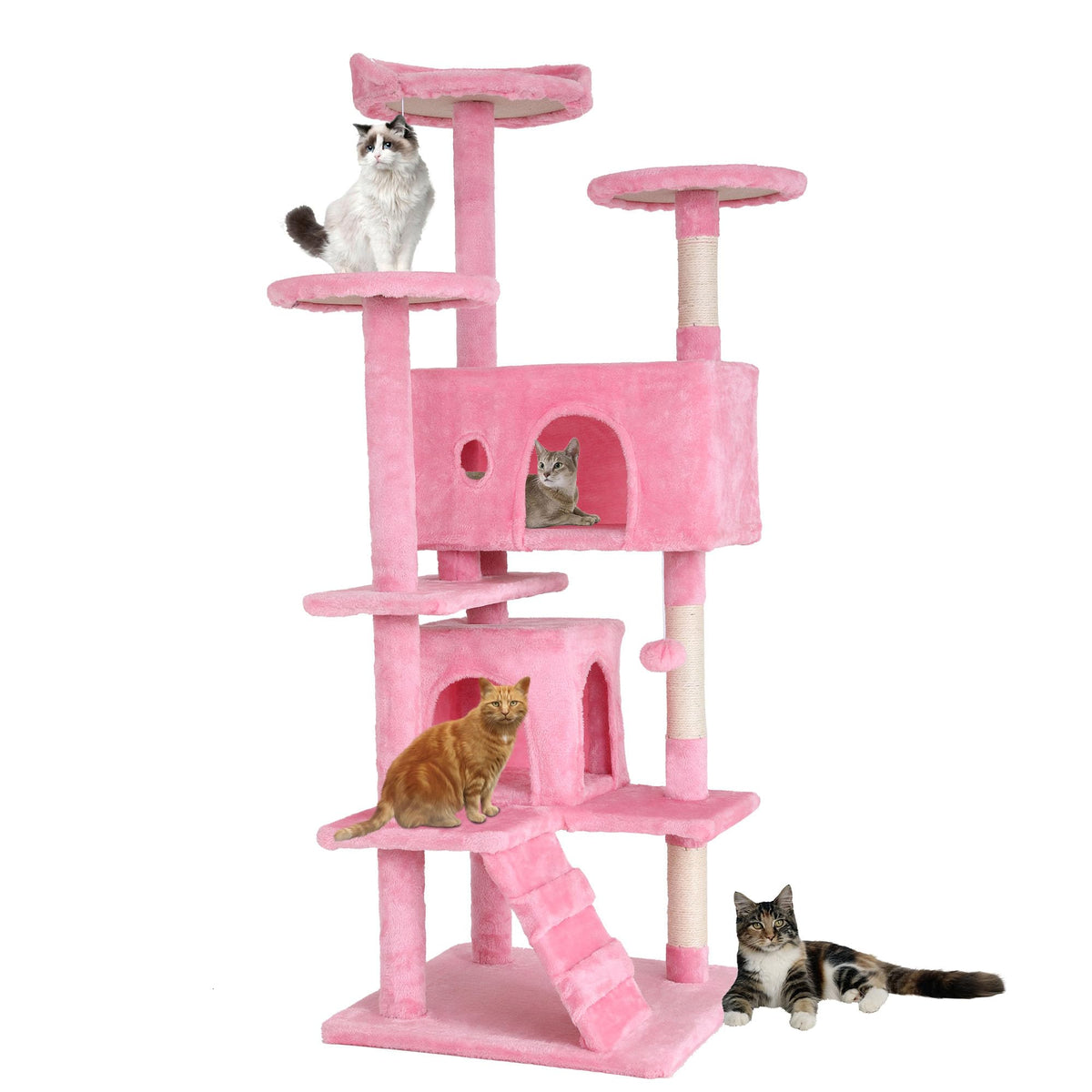 Bestpet 54In Cat Tree Tower For Indoor Cats,Multi-Level Cat Furniture Activity Center With Cat Scratching Posts Stand House Cat 