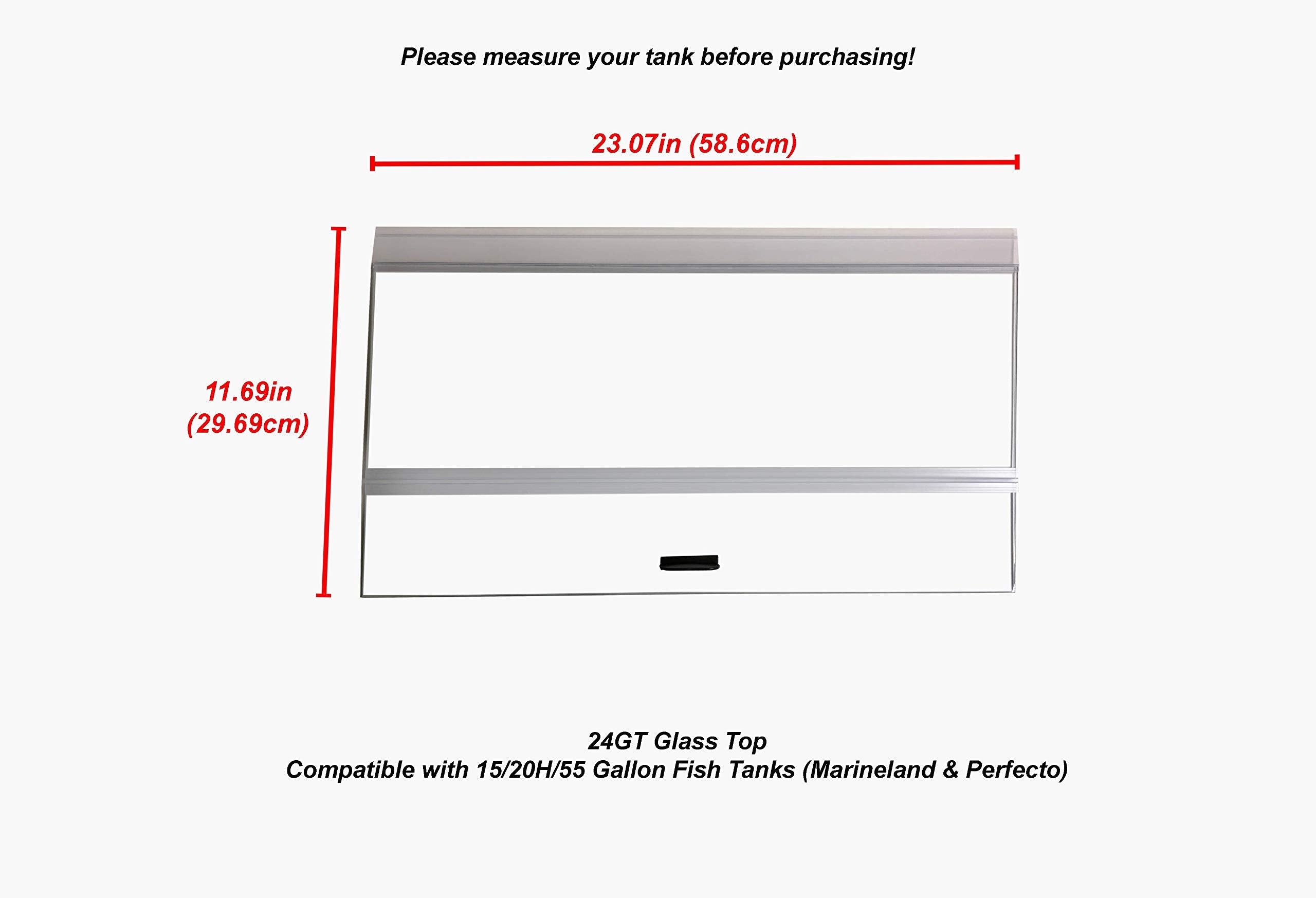 H2Pro 24 Glass Canopy For 1520 55-Gallon Marineland Perfecto Aquarium Fish Tank (23.07 X 11.69 X 0.16In)