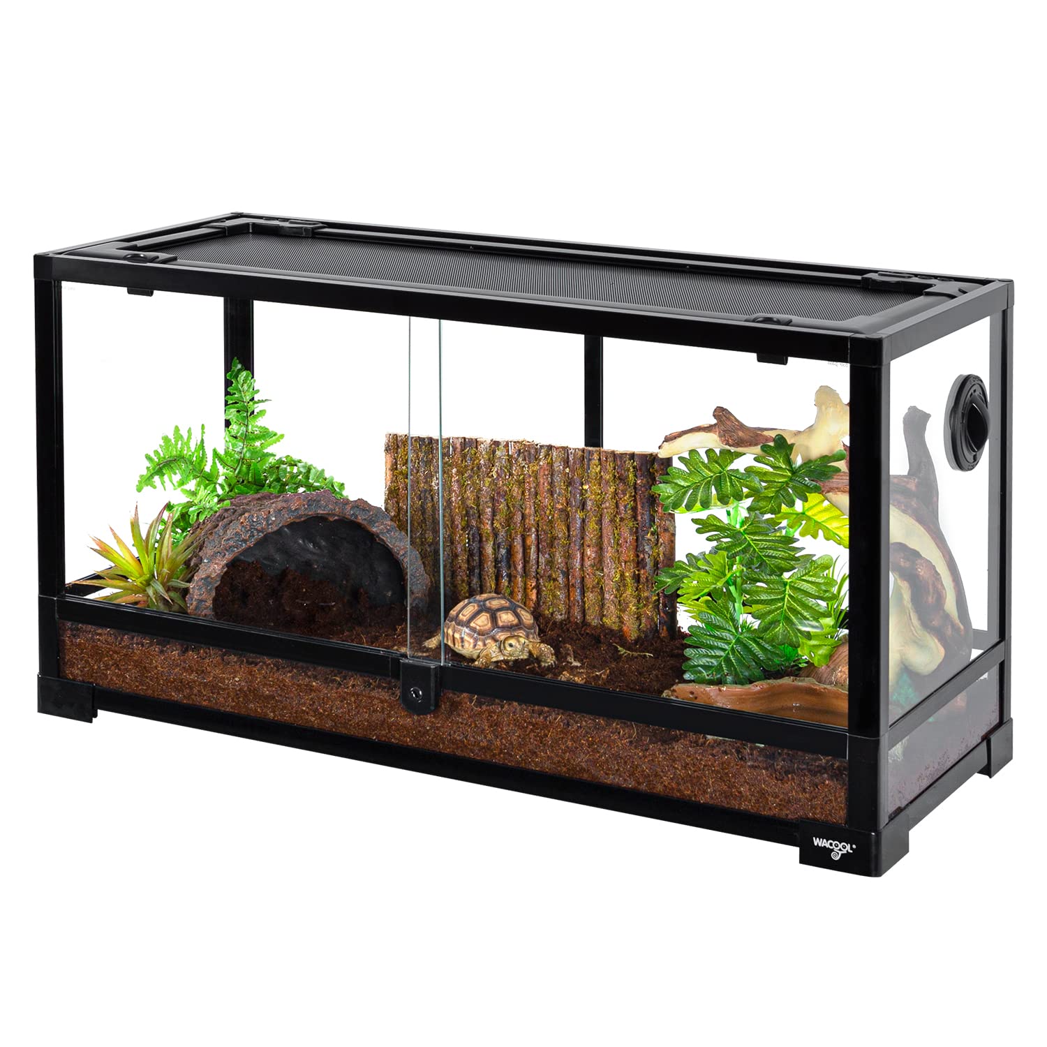 Wacool Terra Large Reptile Tank 25 Gallon, 360Full Vision Glass Reptile Terrarium With Top Mesh Lid For Beaded Dragon Lizard Gec