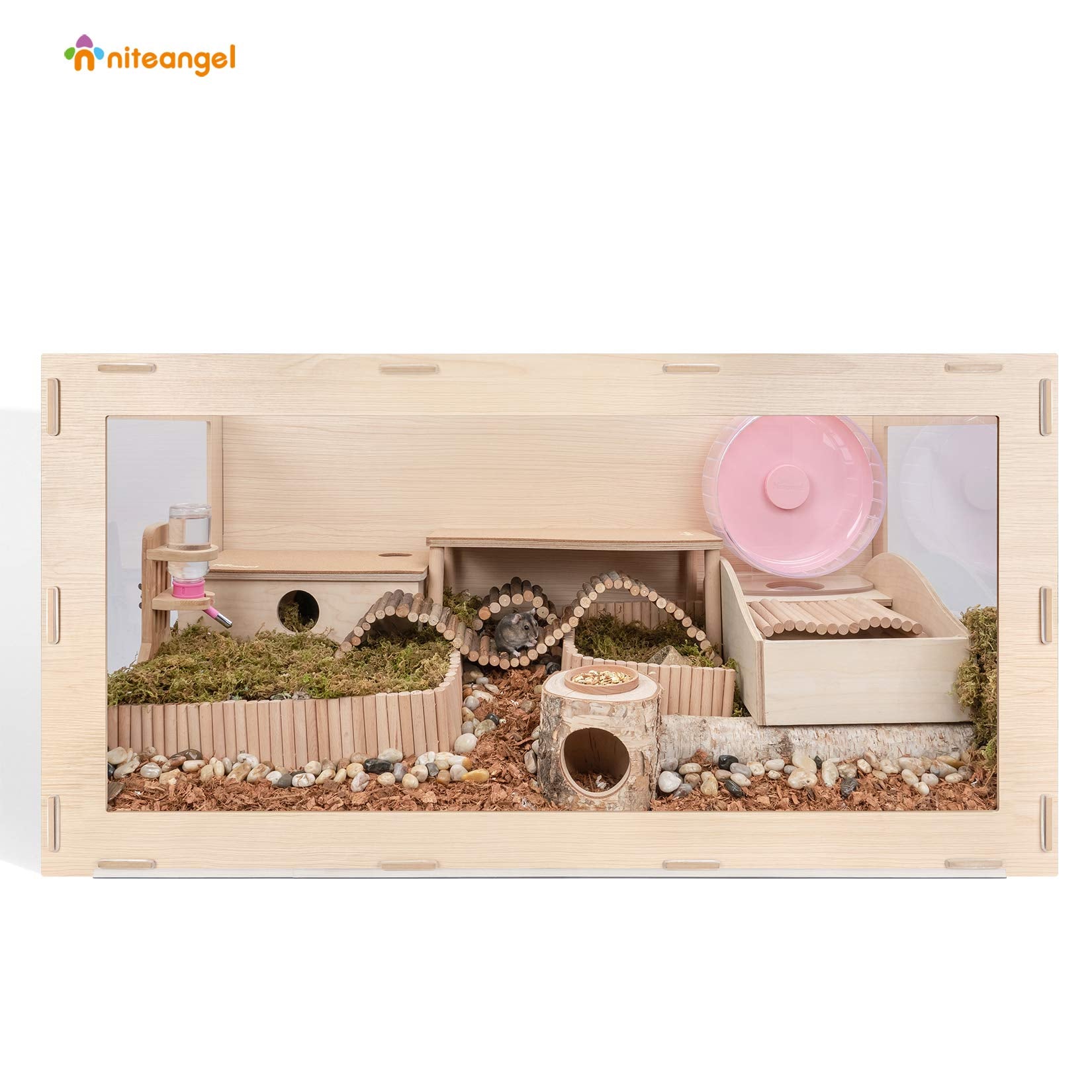 Niteangel Bigger World - Mdf Aspen Terrarium For Hamster Gerbils Mice Lemming Degus Or Other Small-Sized Pets(39.4 X 19.7 X 19.7 Inches, Burlywood)